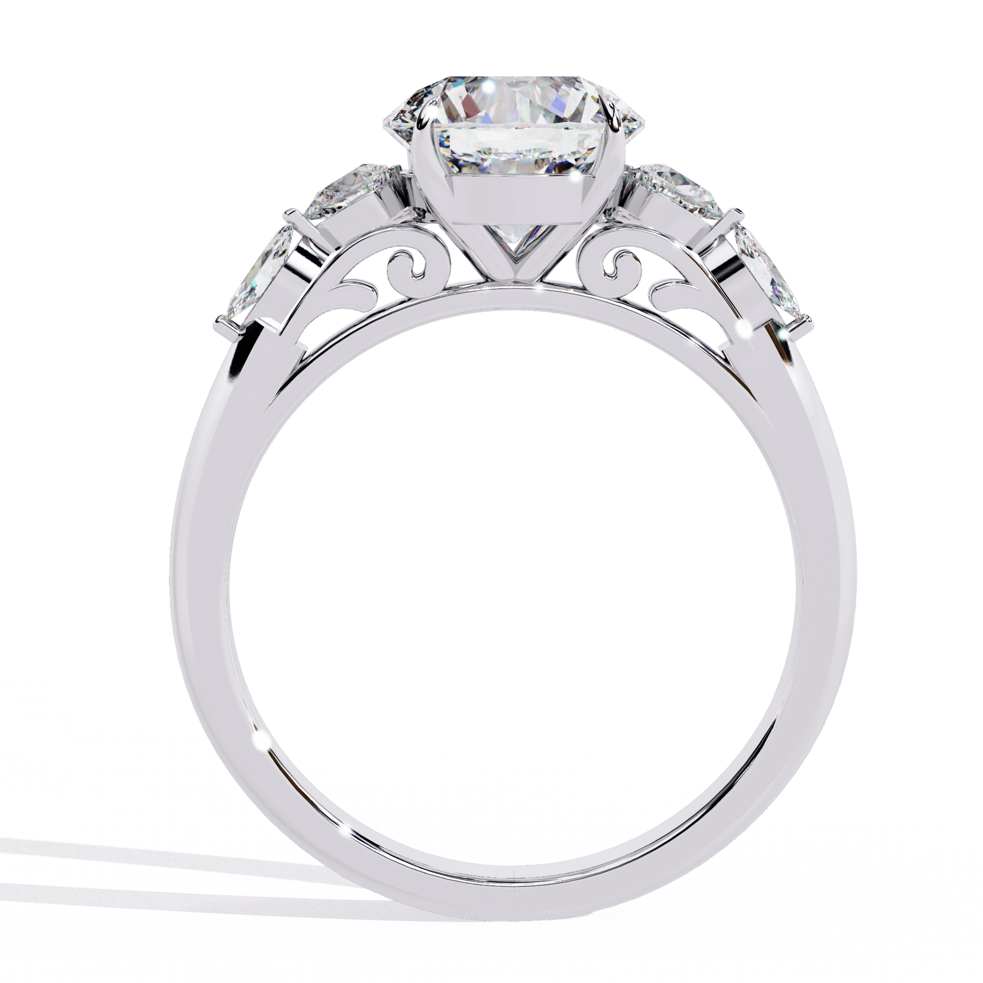 Elizabeth — Round cut lab grown and natural diamond engagement ring — cathedral, solitaire — Carat House