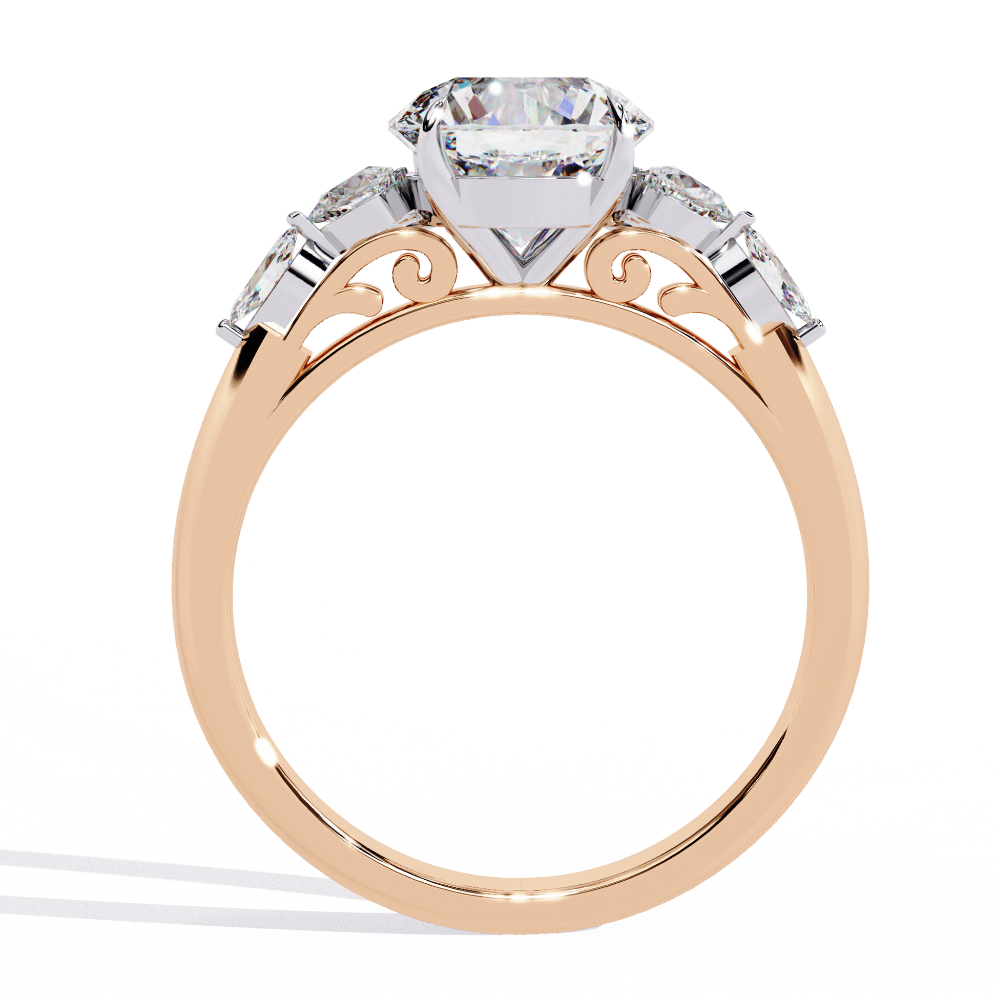 Elizabeth — Round cut lab grown and natural diamond engagement ring — cathedral, solitaire — Carat House