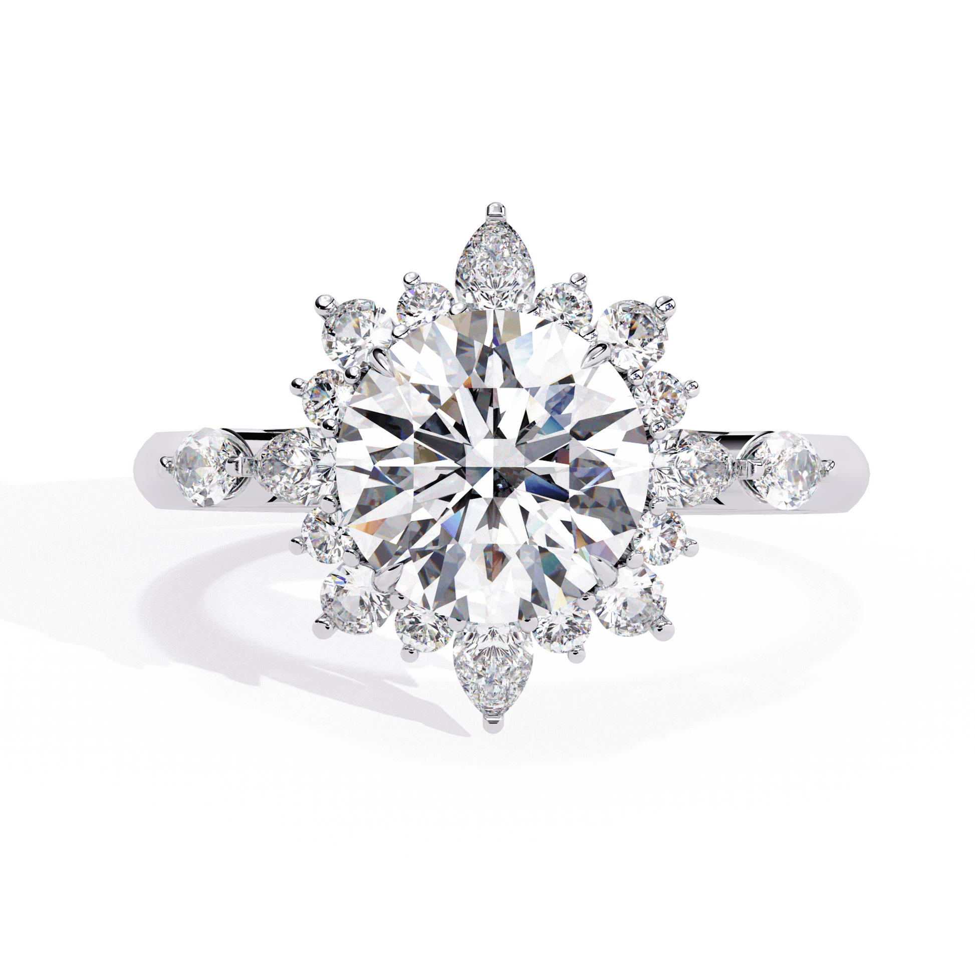 Lucy — Oval cut lab grown and natural diamond engagement ring — cathedral, solitaire — 18k white gold and platinum — Carat House
