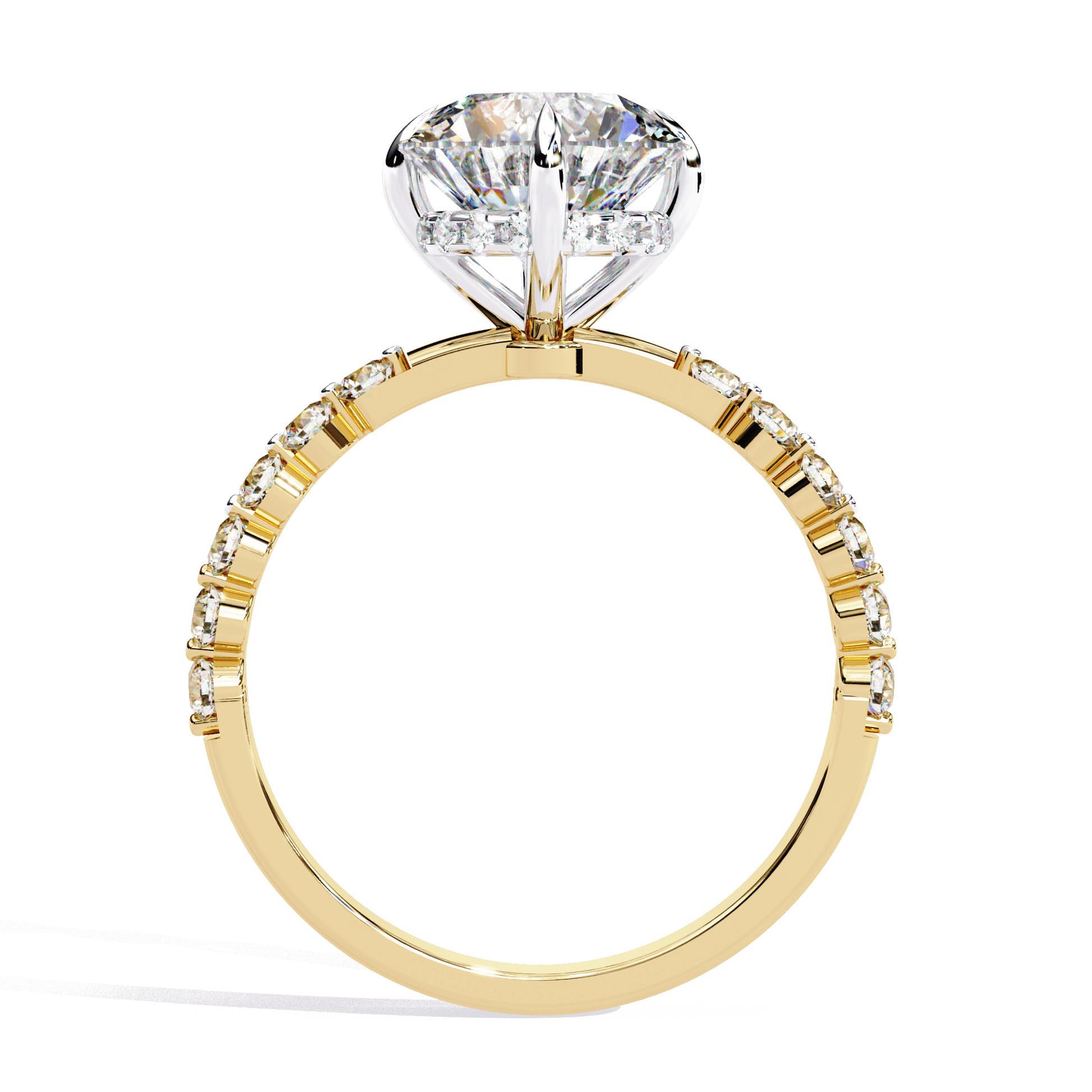 Eleni — Round cut lab grown and natural diamond engagement ring — hidden halo — Carat House