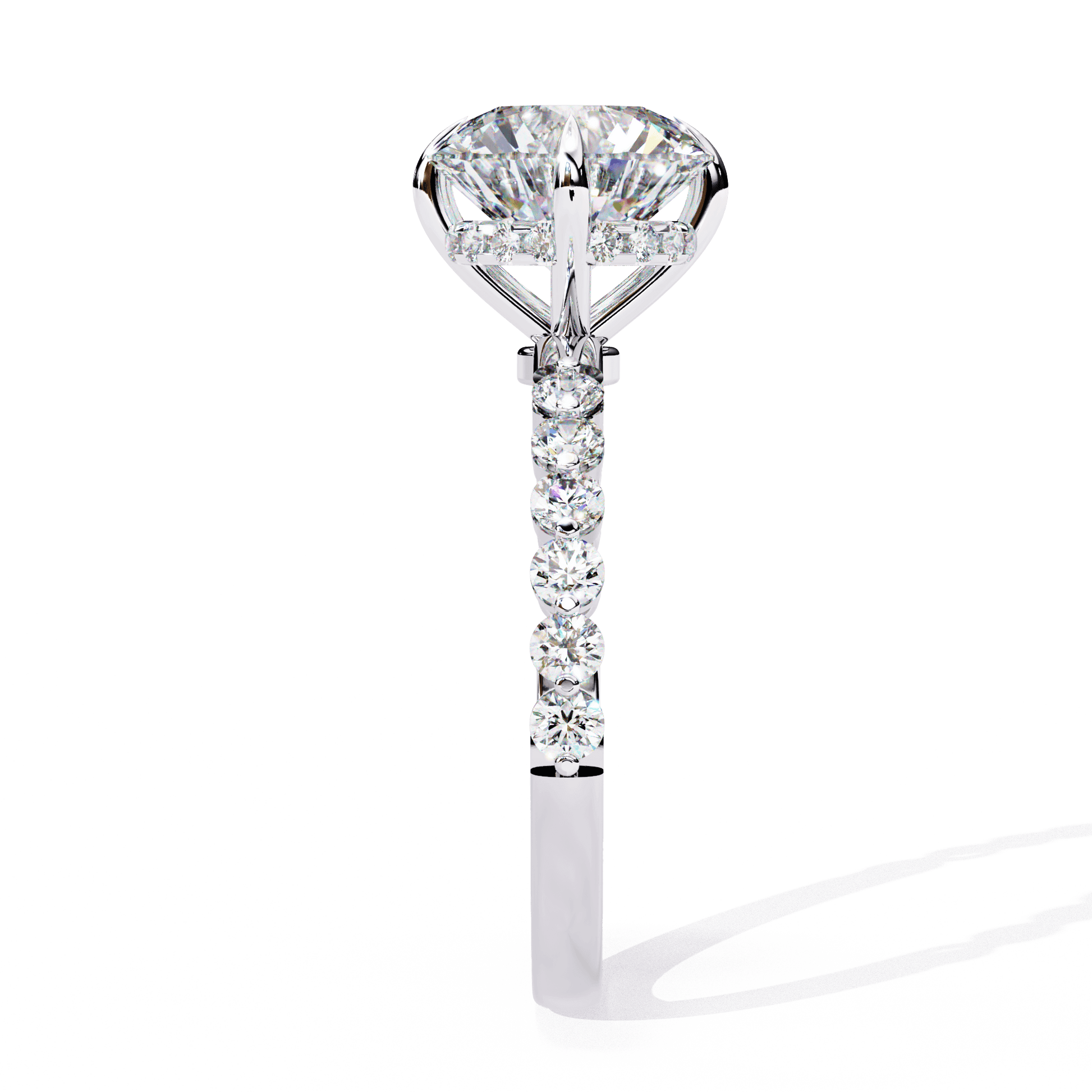 Eleni — Round cut lab grown and natural diamond engagement ring — hidden halo — Carat House