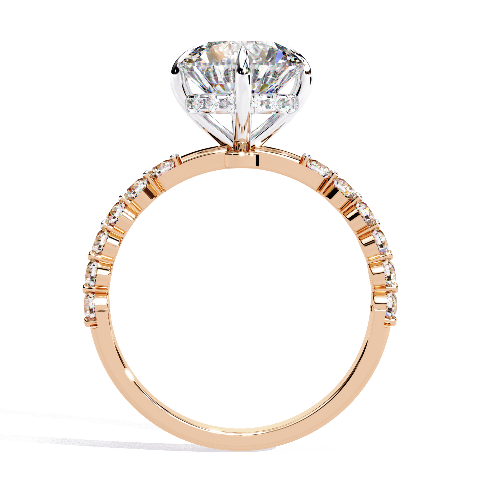 Eleni — Round cut lab grown and natural diamond engagement ring — hidden halo — Carat House