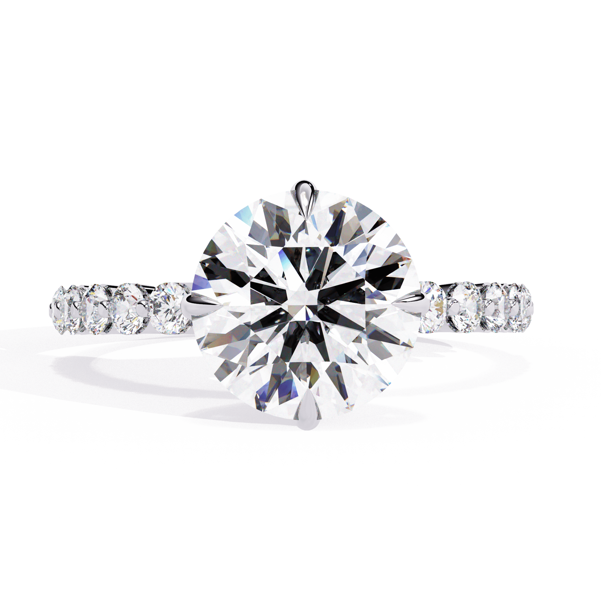 Eleni — Round cut lab grown and natural diamond engagement ring — hidden halo — 18k white gold and platinum — Carat House