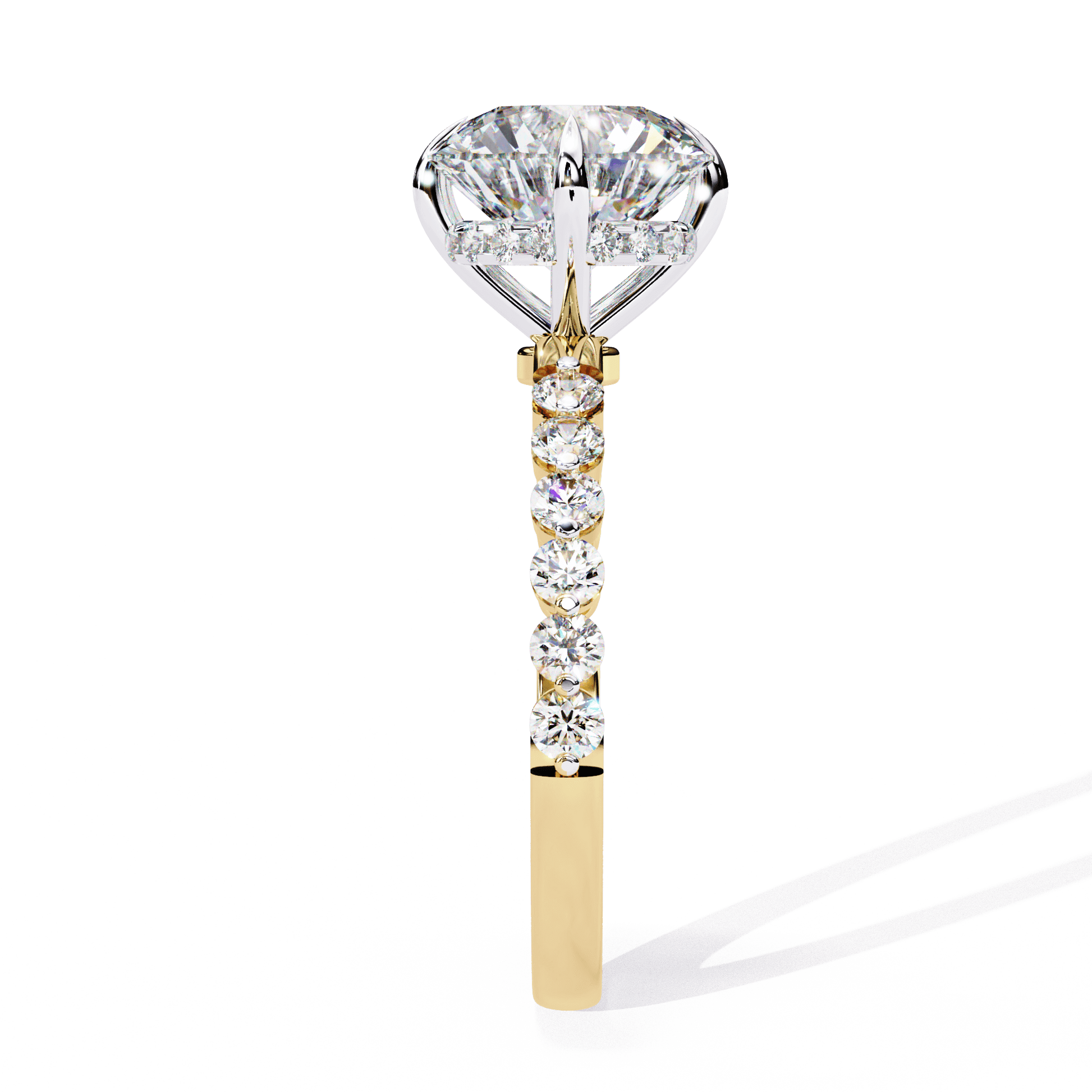 Eleni — Round cut lab grown and natural diamond engagement ring — hidden halo — Carat House