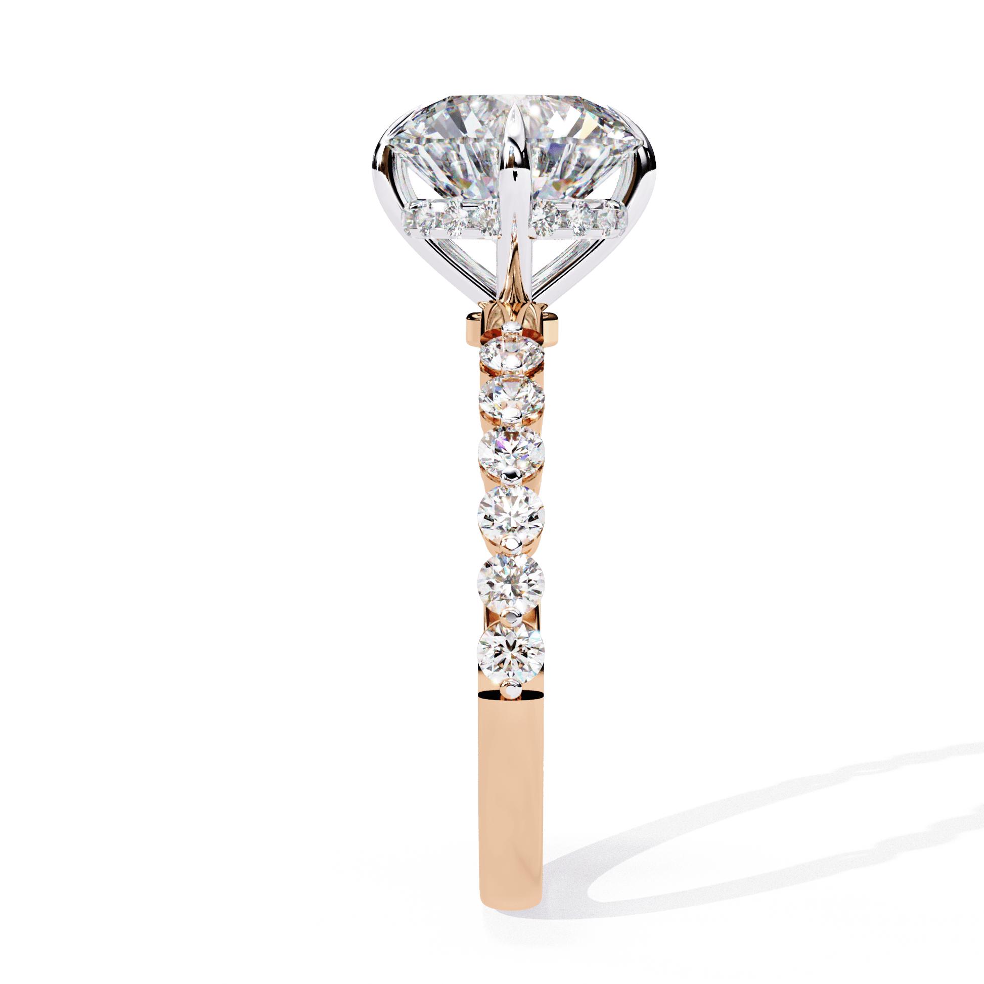 Eleni — Round cut lab grown and natural diamond engagement ring — hidden halo — Carat House