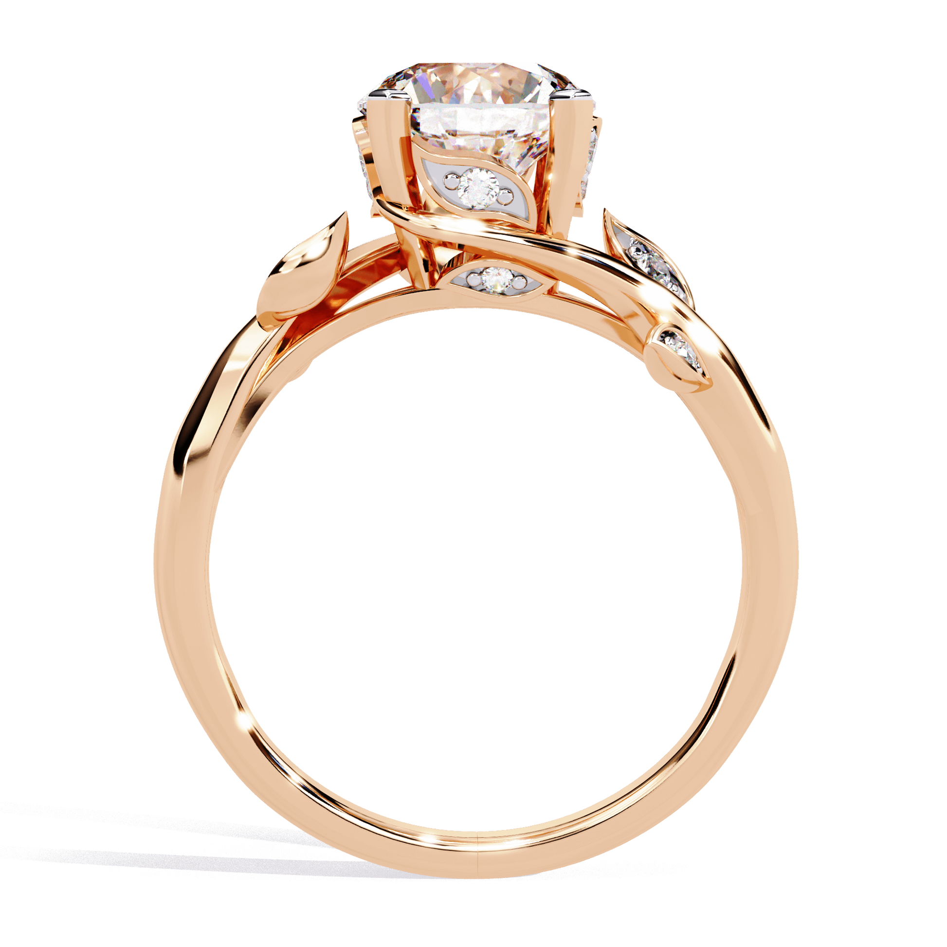 Rose — Round cut lab grown and natural diamond engagement ring — hidden halo, halo, split shank — Carat House