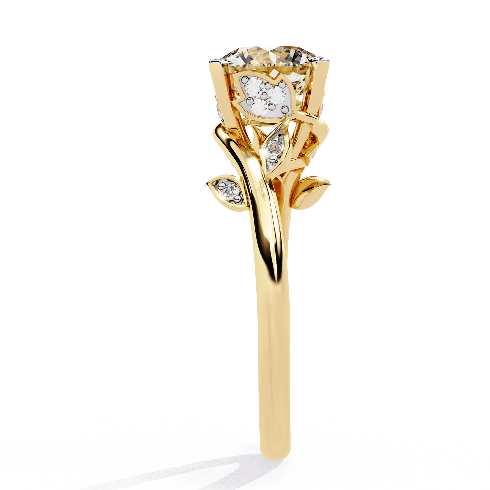 Rose — Round cut lab grown and natural diamond engagement ring — hidden halo, halo, split shank — Carat House
