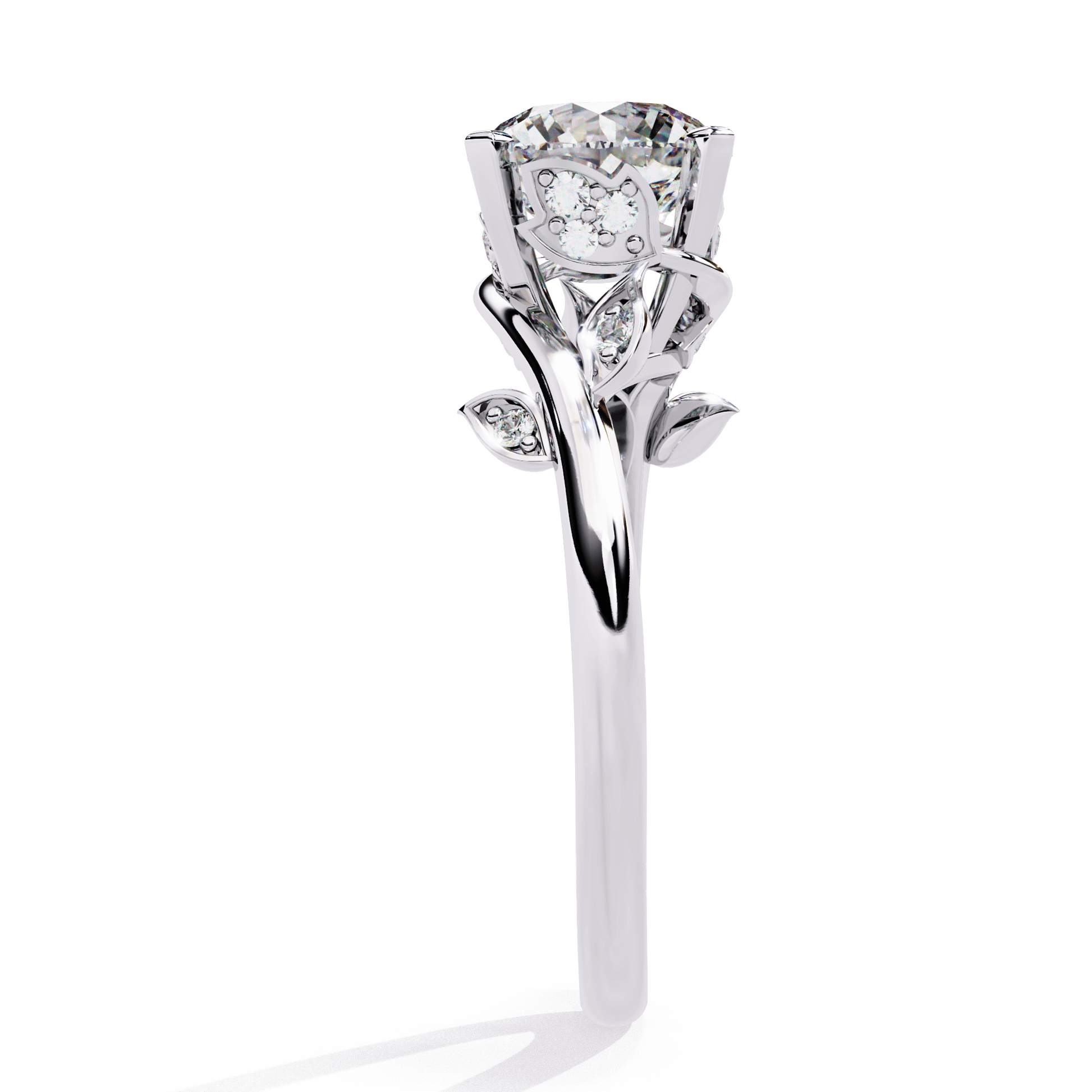 Rose — Round cut lab grown and natural diamond engagement ring — hidden halo, halo, split shank — Carat House