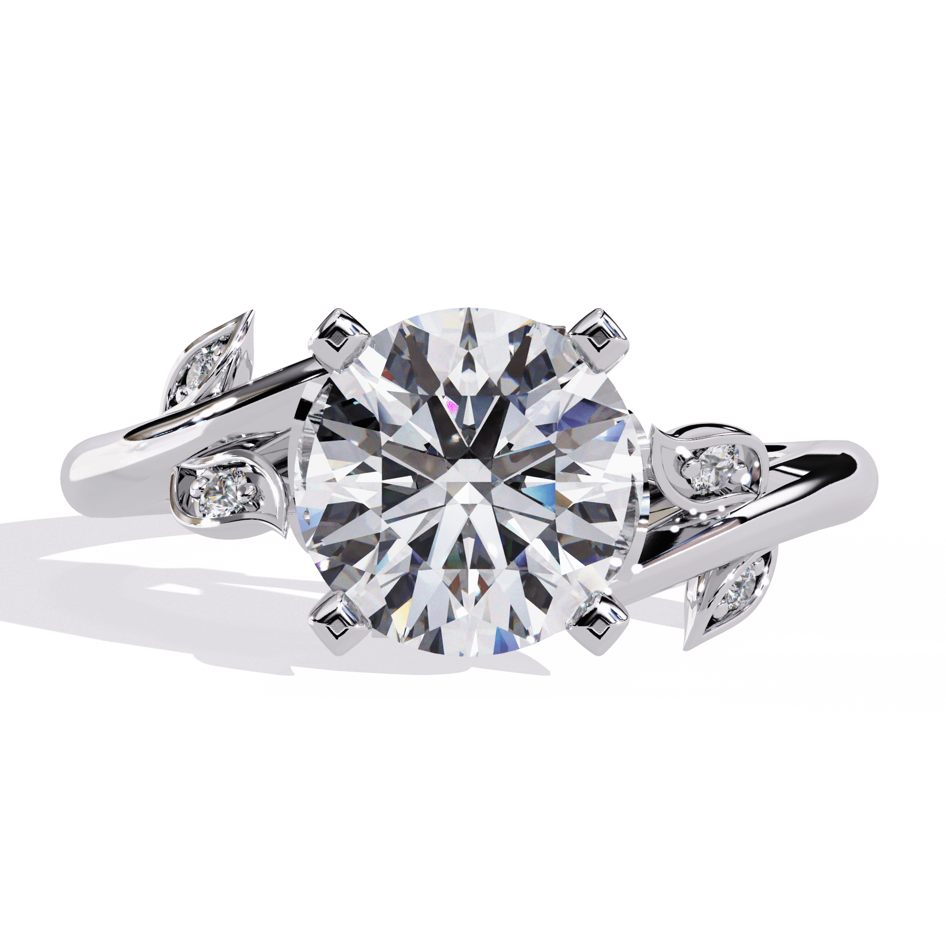 Rose — Round cut lab grown and natural diamond engagement ring — hidden halo, halo, split shank — 18k white gold and platinum — Carat House