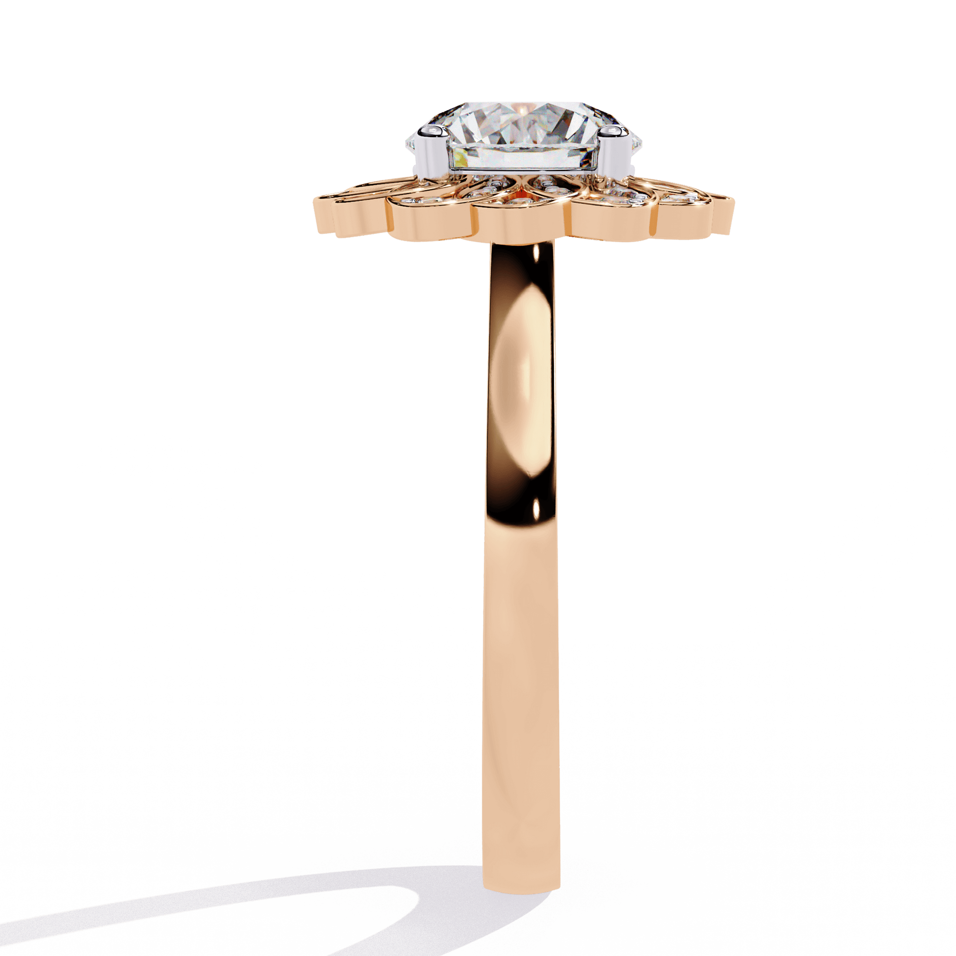 Lilia — Round cut lab grown and natural diamond engagement ring — hidden halo, halo, split shank — Carat House