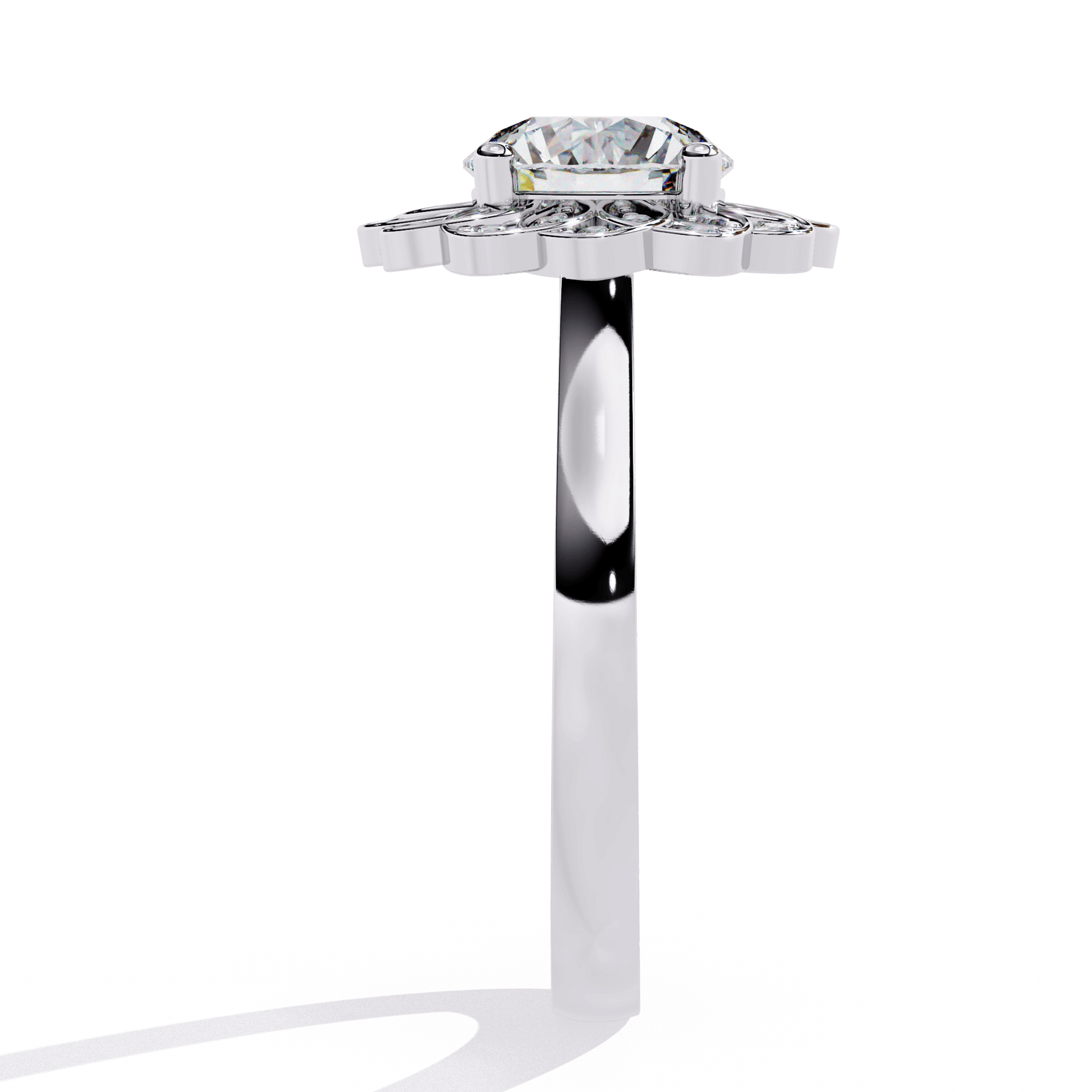 Lilia — Round cut lab grown and natural diamond engagement ring — hidden halo, halo, split shank — Carat House