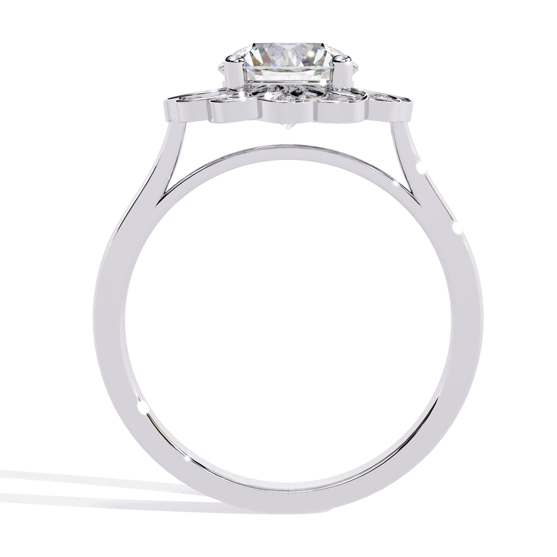 Lilia — Round cut lab grown and natural diamond engagement ring — hidden halo, halo, split shank — Carat House