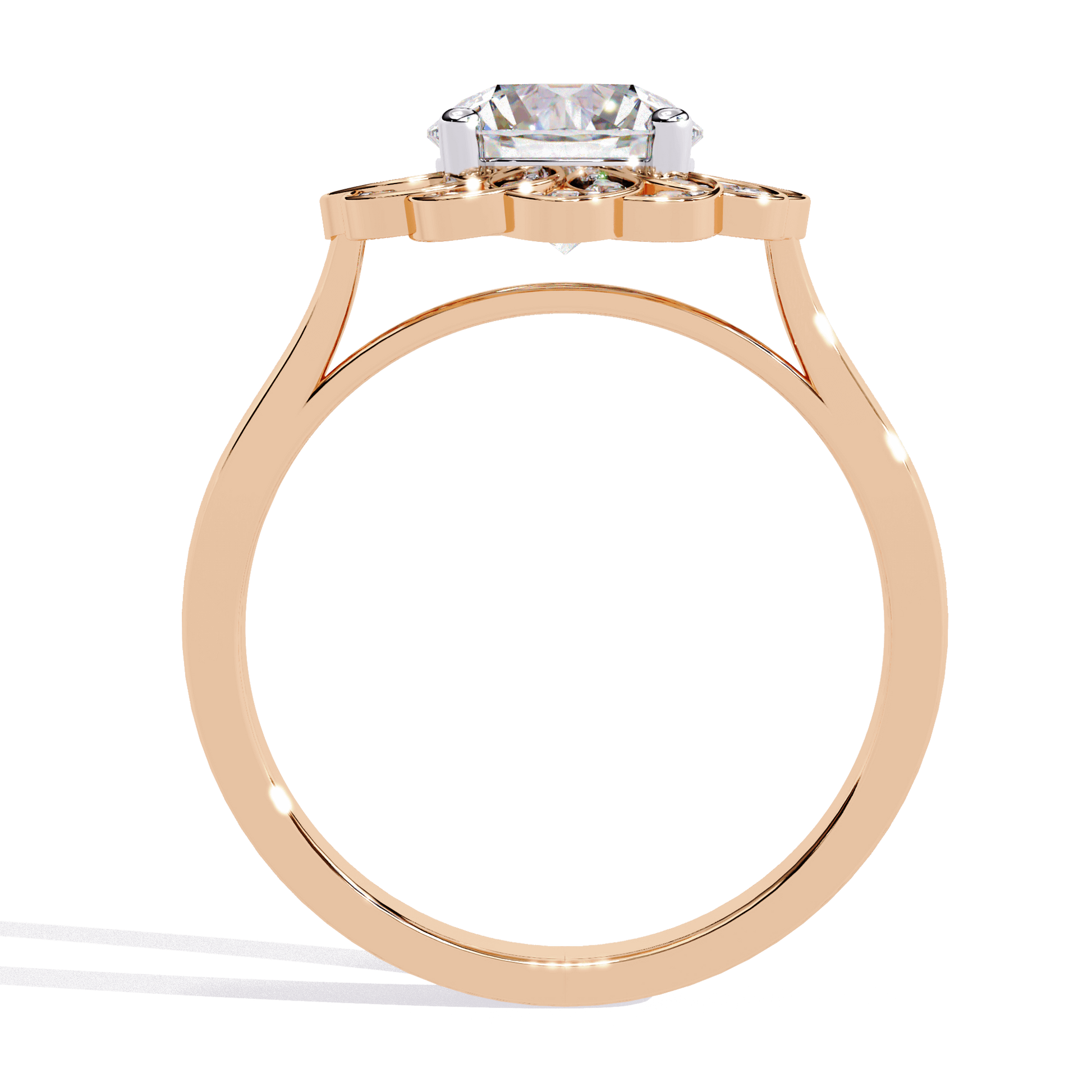 Lilia — Round cut lab grown and natural diamond engagement ring — hidden halo, halo, split shank — Carat House