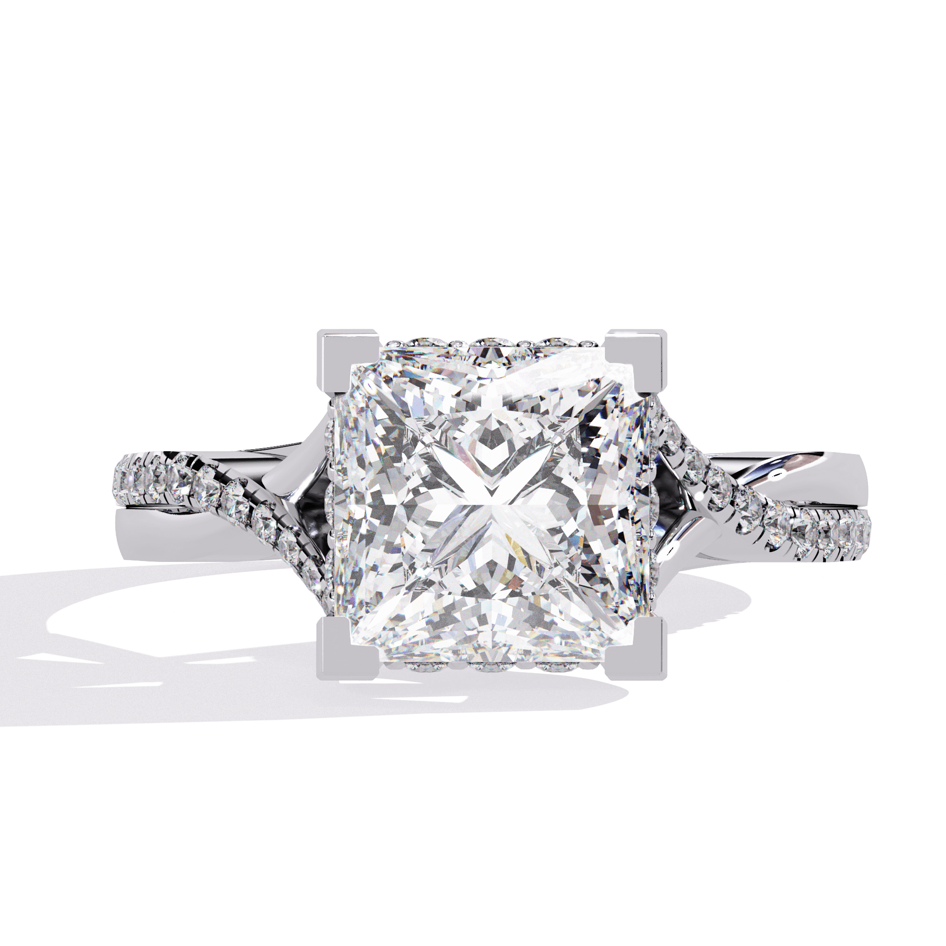 Azalea — Oval cut lab grown and natural diamond engagement ring — solitaire — 18k white gold and platinum — Carat House