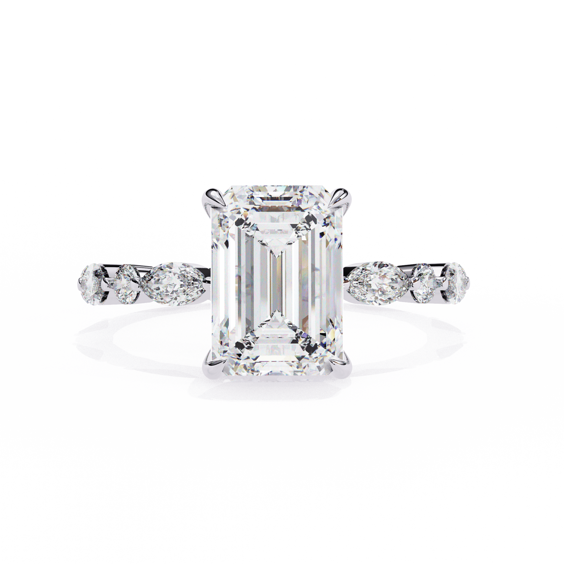Esme — Round cut lab grown and natural diamond engagement ring — bypass, solitaire — 18k white gold and platinum — Carat House