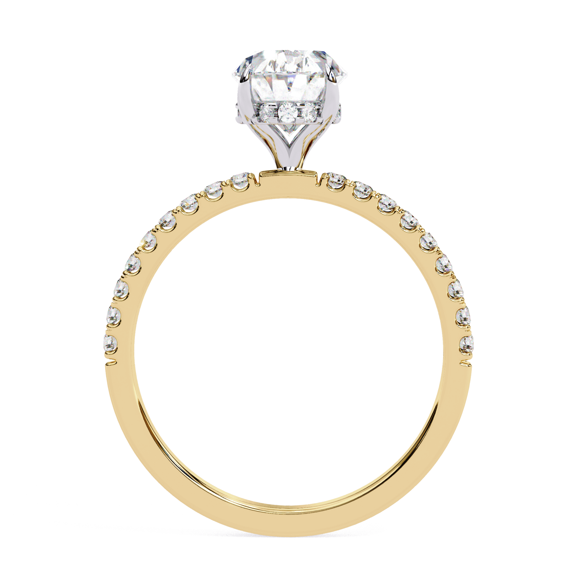 Rana — Oval cut lab grown and natural diamond engagement ring — hidden halo, halo, half pavé — Carat House
