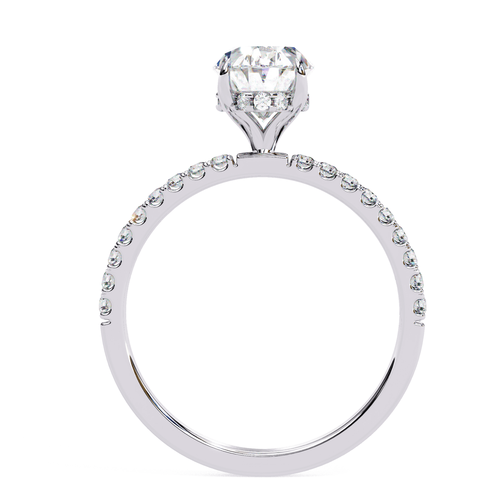 Rana — Oval cut lab grown and natural diamond engagement ring — hidden halo, halo, half pavé — Carat House