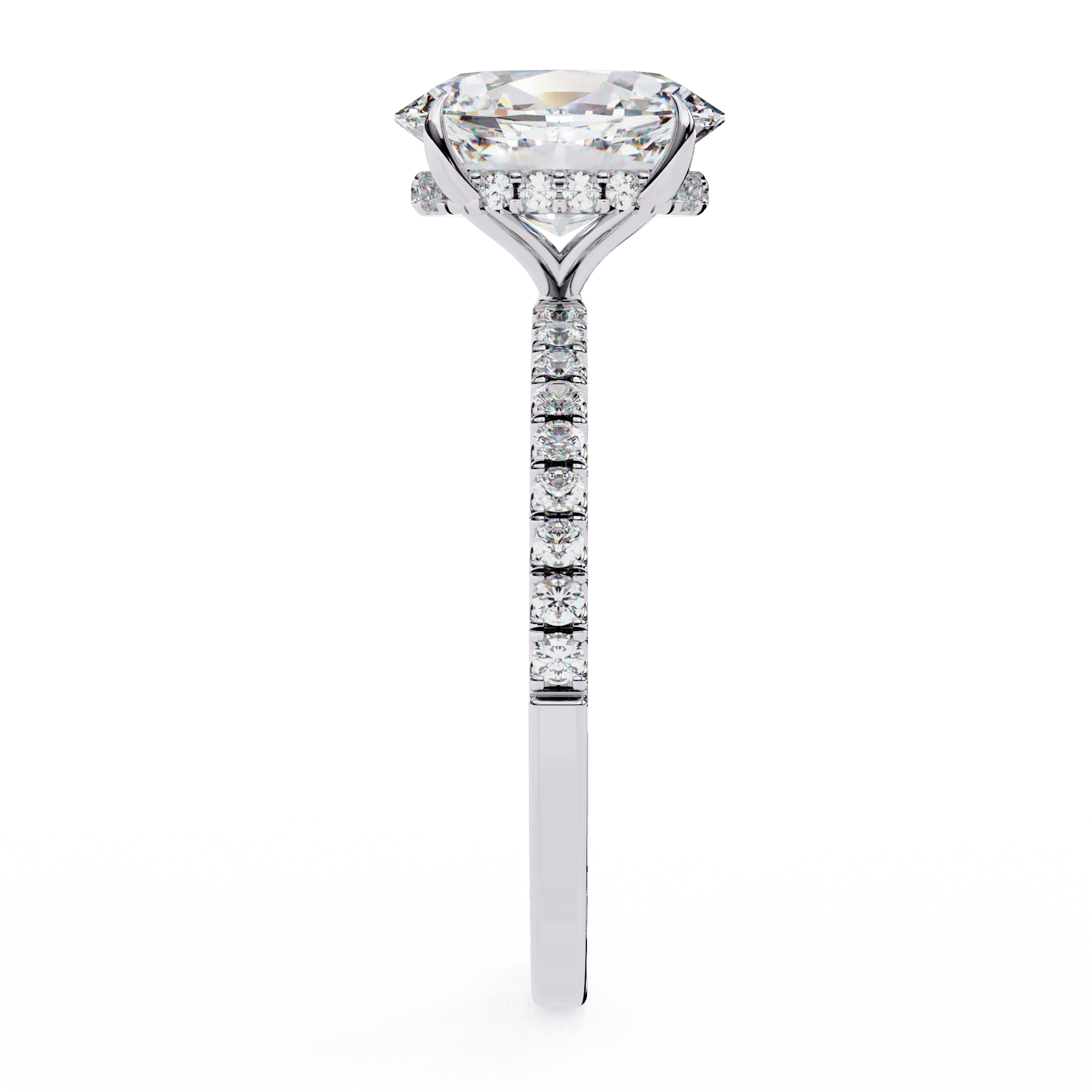 Rana — Oval cut lab grown and natural diamond engagement ring — hidden halo, halo, half pavé — Carat House