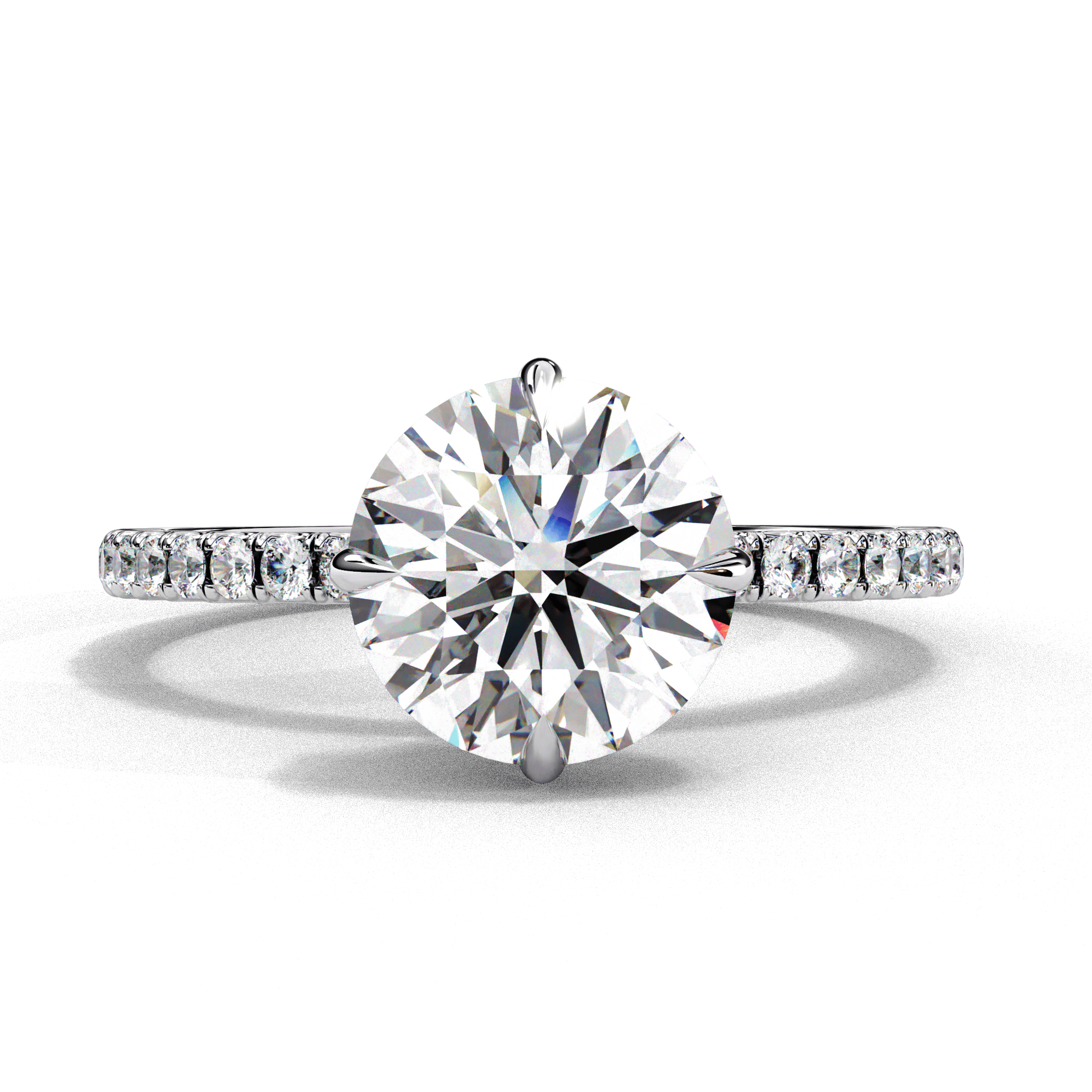 Astra — Round cut lab grown and natural diamond engagement ring — solitaire — 18k white gold and platinum — Carat House