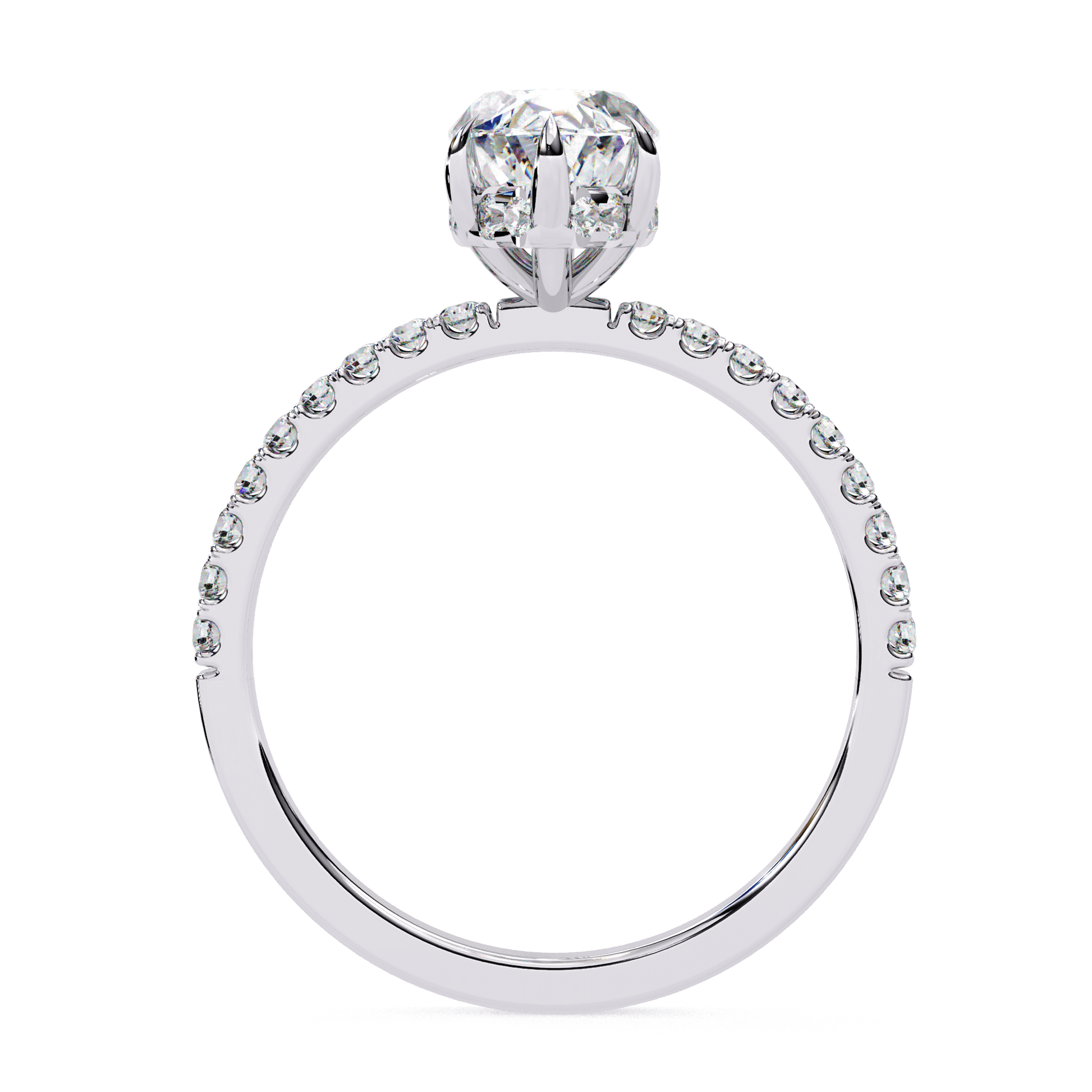 Adeline — Marquise cut lab grown and natural diamond engagement ring — hidden halo, halo, half pavé — Carat House