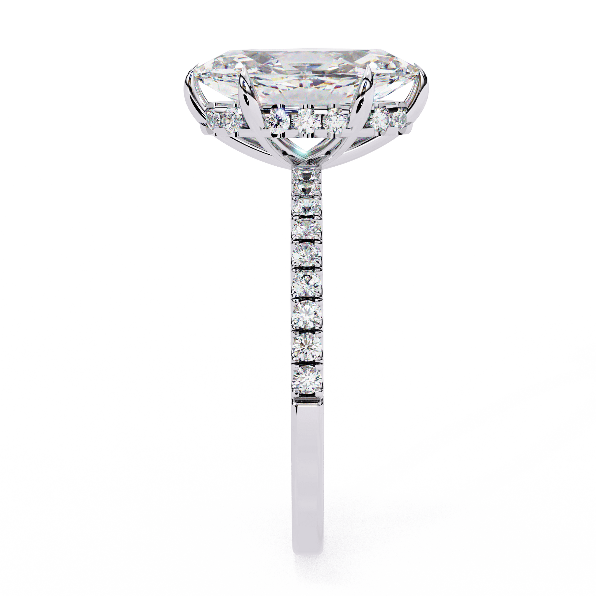 Adeline — Marquise cut lab grown and natural diamond engagement ring — hidden halo, halo, half pavé — Carat House