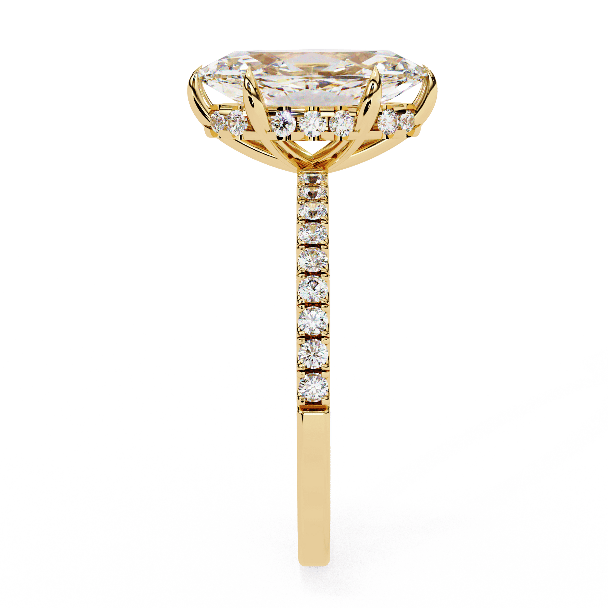 Adeline — Marquise cut lab grown and natural diamond engagement ring — hidden halo, halo, half pavé — Carat House