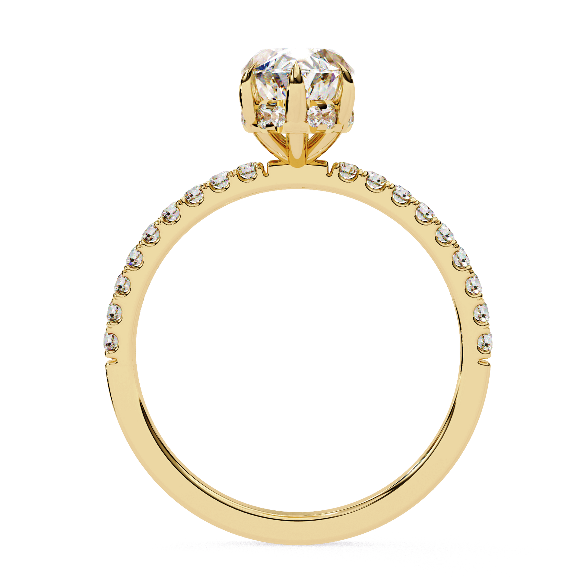 Adeline — Marquise cut lab grown and natural diamond engagement ring — hidden halo, halo, half pavé — Carat House