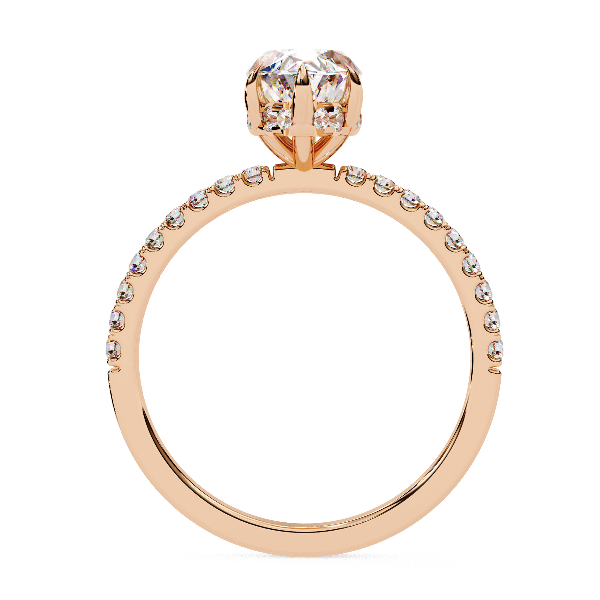 Adeline — Marquise cut lab grown and natural diamond engagement ring — hidden halo, halo, half pavé — Carat House