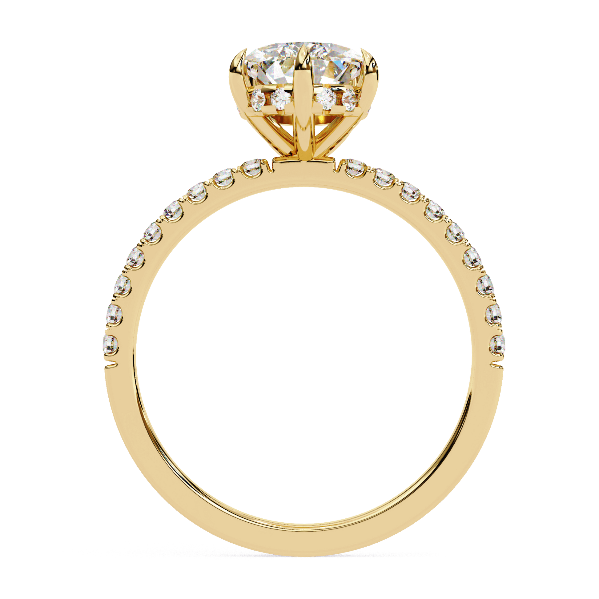 Solene — Princess cut lab grown and natural diamond engagement ring — halo, pavé band — Carat House
