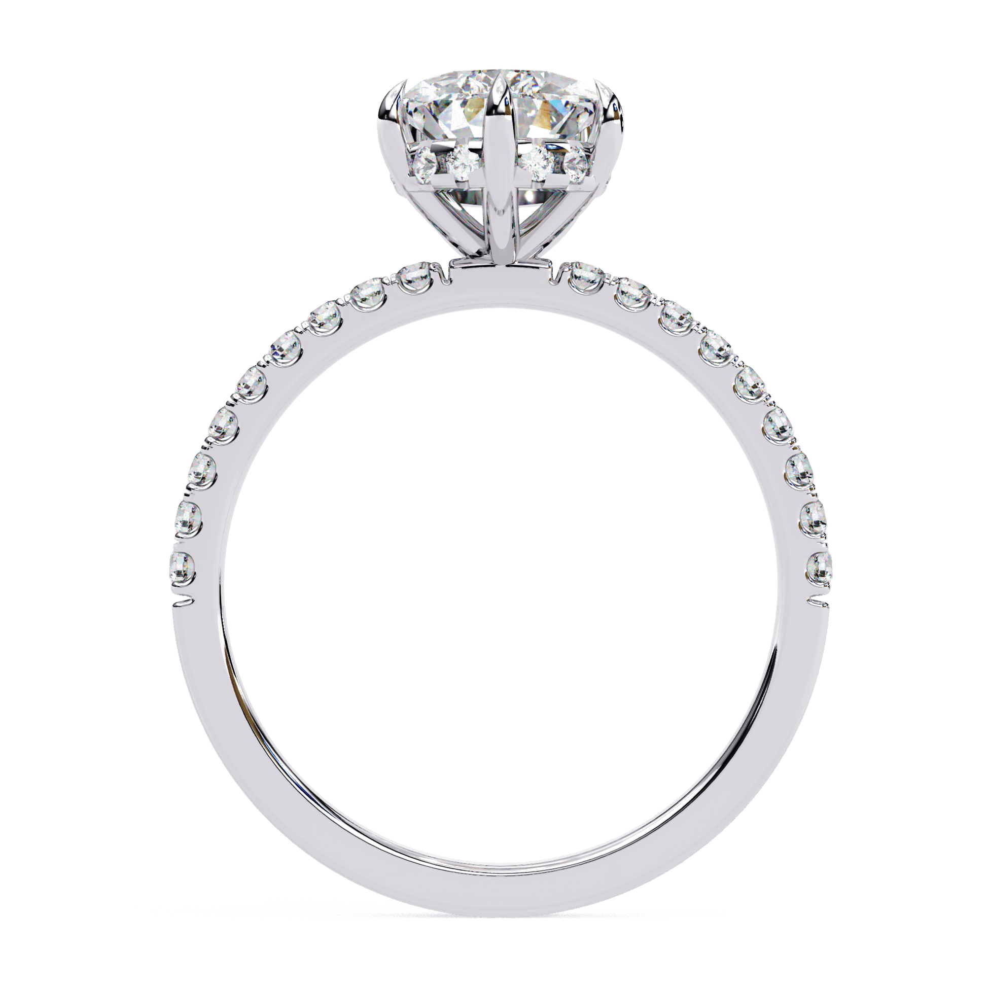 Solene — Princess cut lab grown and natural diamond engagement ring — halo, pavé band — Carat House