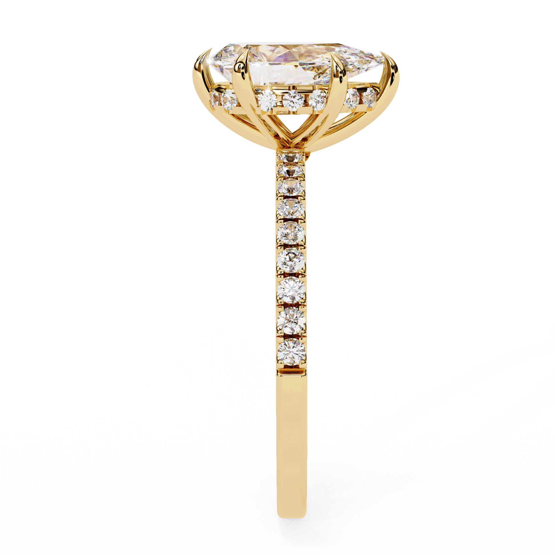 Solene — Princess cut lab grown and natural diamond engagement ring — halo, pavé band — Carat House