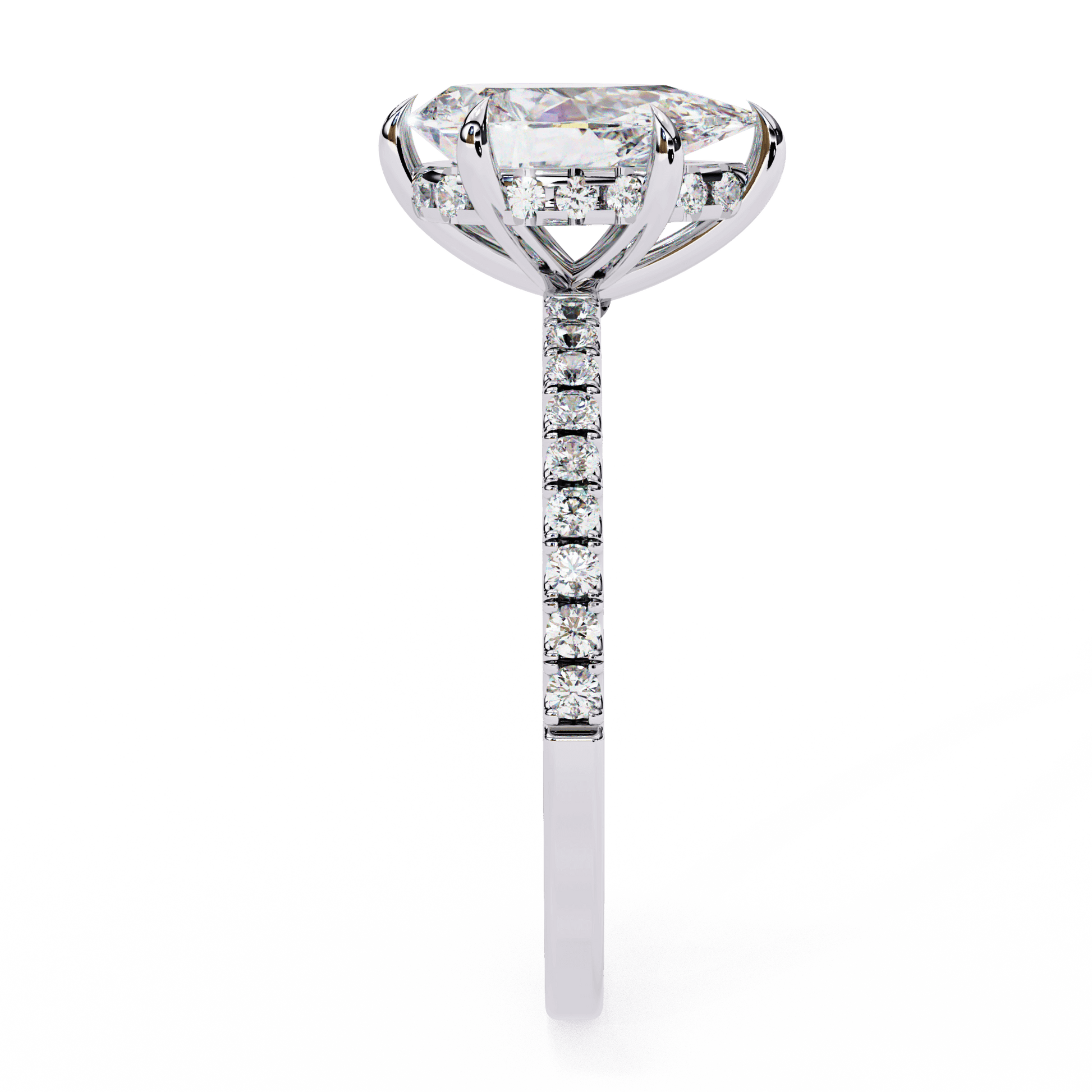 Solene — Princess cut lab grown and natural diamond engagement ring — halo, pavé band — Carat House