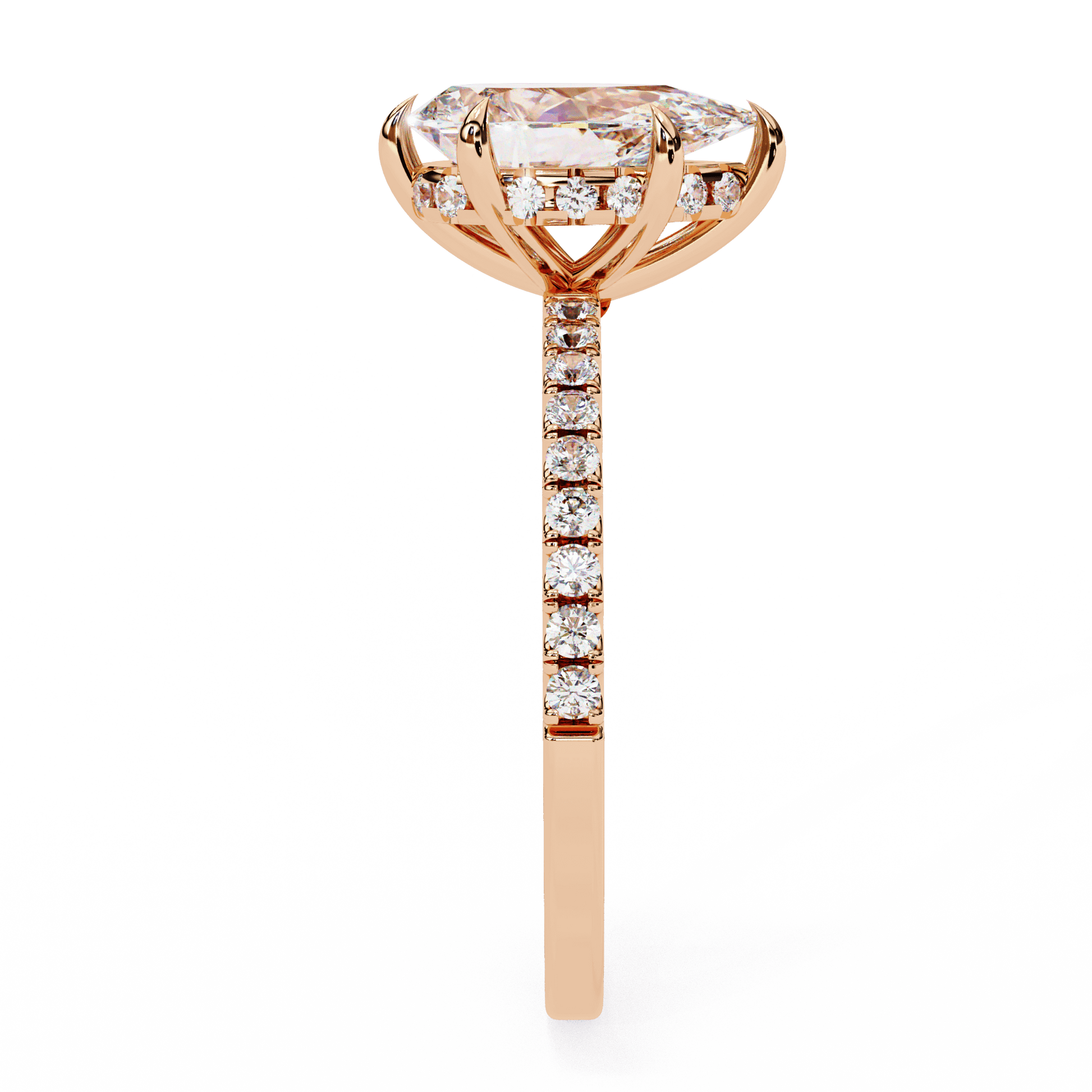 Solene — Princess cut lab grown and natural diamond engagement ring — halo, pavé band — Carat House