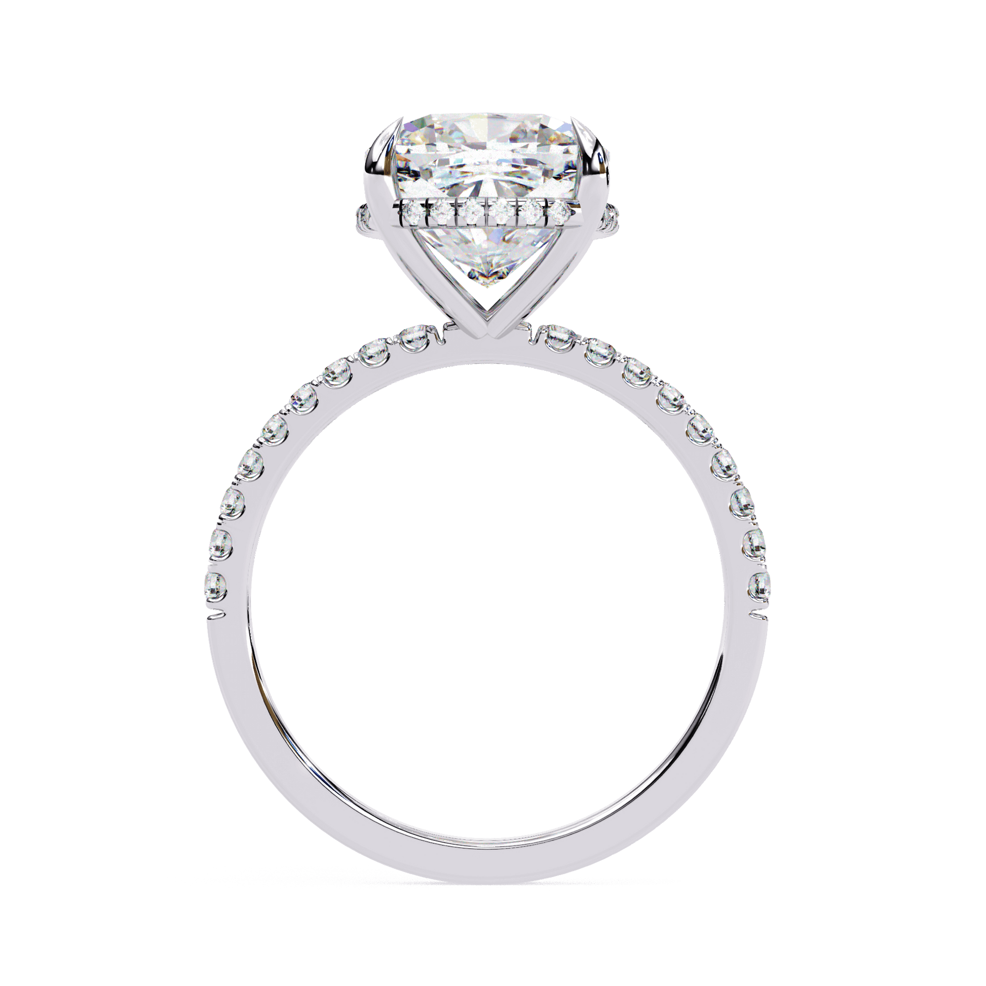Sable — Round cut lab grown and natural diamond engagement ring — halo, pavé band — Carat House