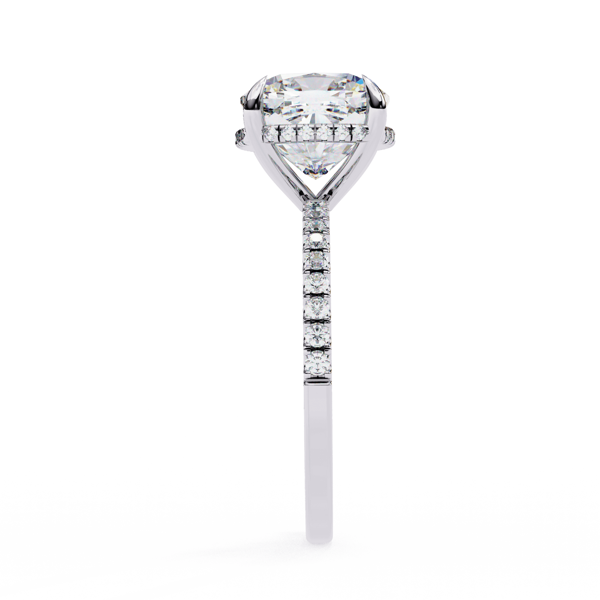 Sable — Round cut lab grown and natural diamond engagement ring — halo, pavé band — Carat House