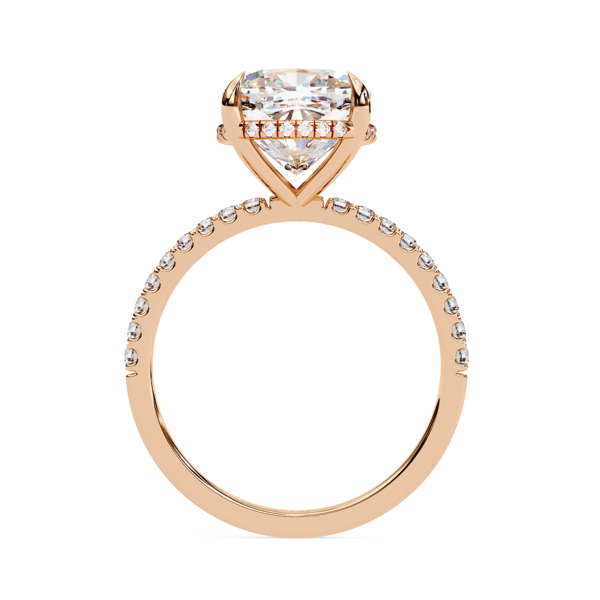 Sable — Round cut lab grown and natural diamond engagement ring — halo, pavé band — Carat House
