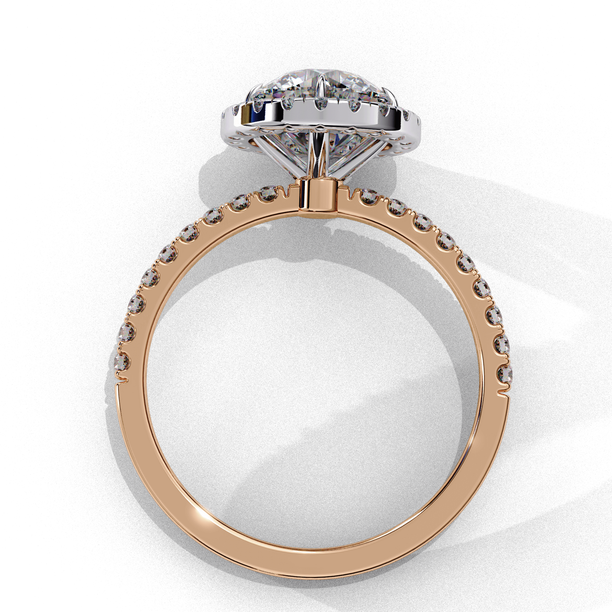 June — Round cut lab grown and natural diamond engagement ring — single halo, halo, four prong — Carat House