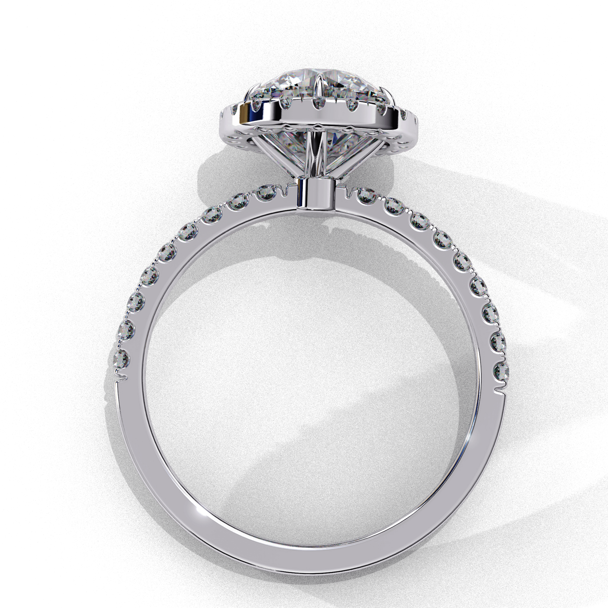 June — Round cut lab grown and natural diamond engagement ring — single halo, halo, four prong — Carat House
