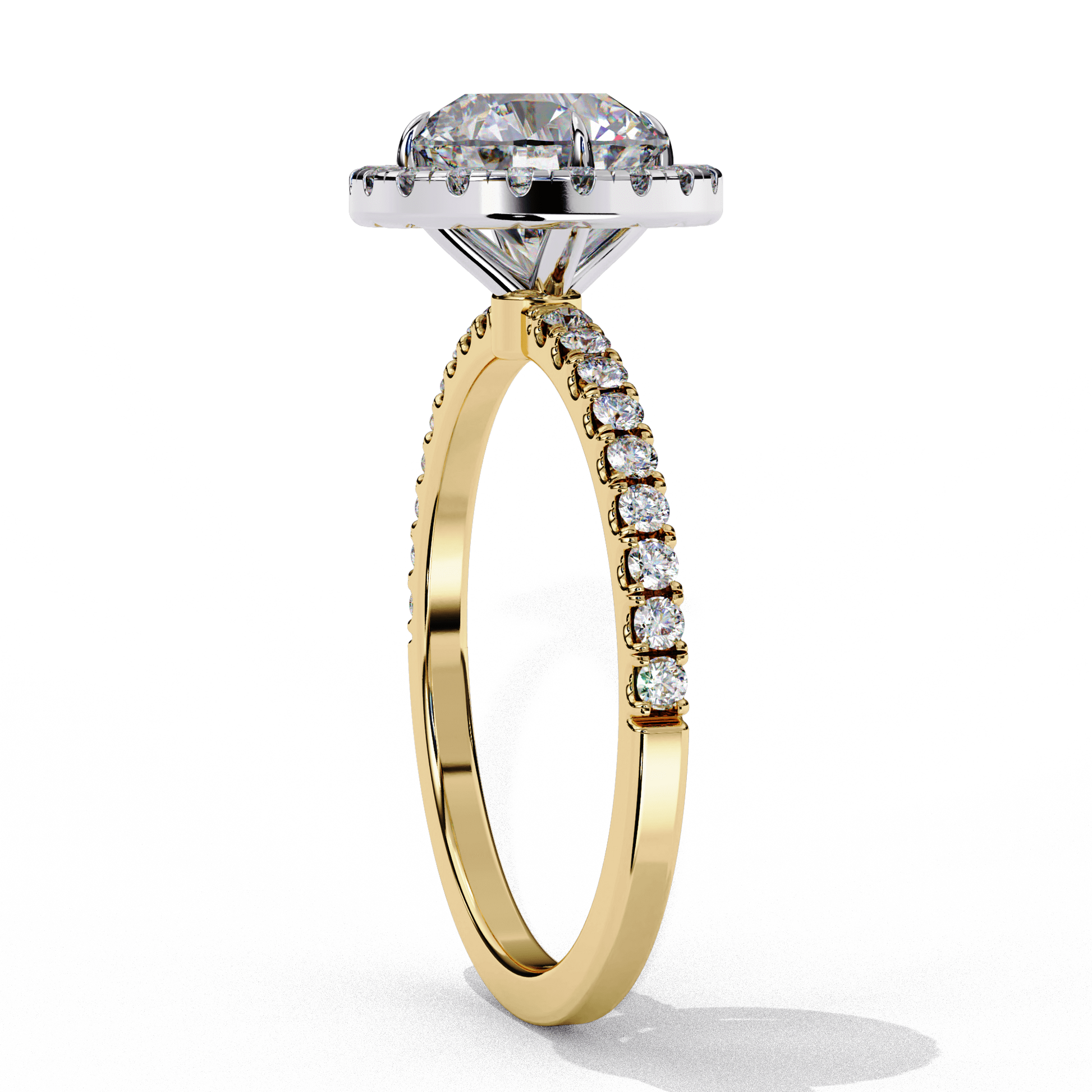 June — Round cut lab grown and natural diamond engagement ring — single halo, halo, four prong — Carat House