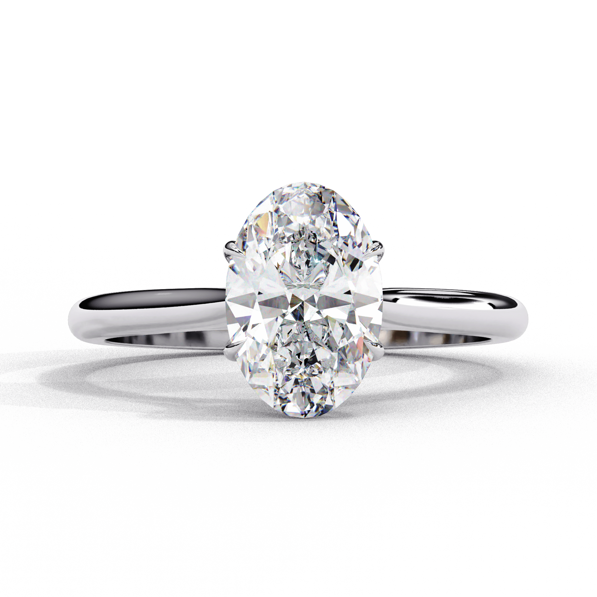 May — Oval cut lab grown and natural diamond engagement ring — cathedral, solitaire — 18k white gold and platinum — Carat House
