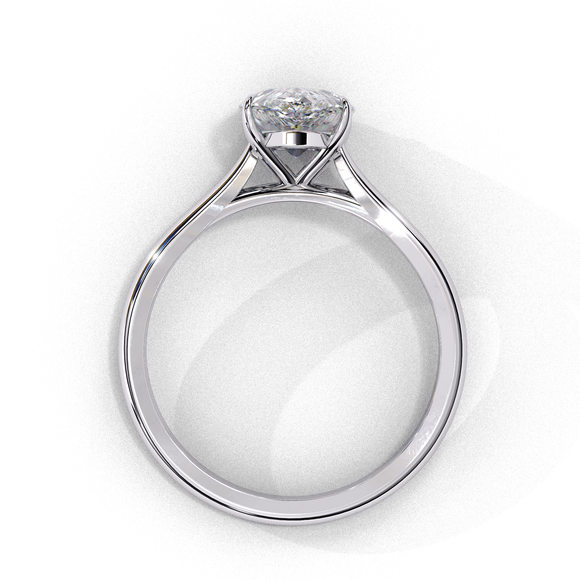 Evangelina — Pear cut lab grown and natural diamond engagement ring — cathedral, solitaire — Carat House