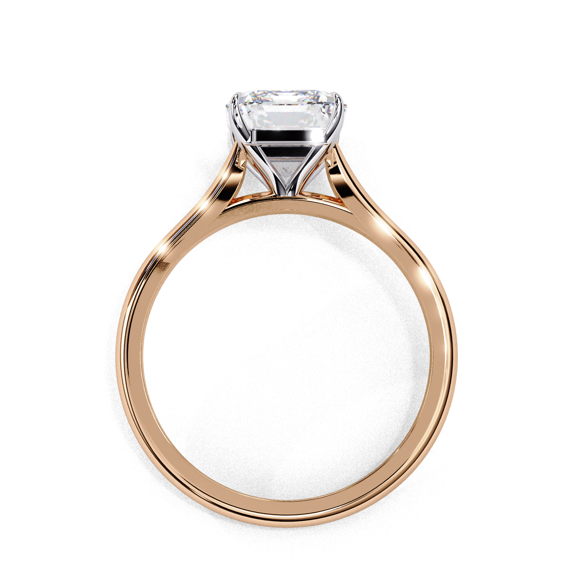 Lilac — Emerald cut lab grown and natural diamond engagement ring — cathedral, solitaire — Carat House
