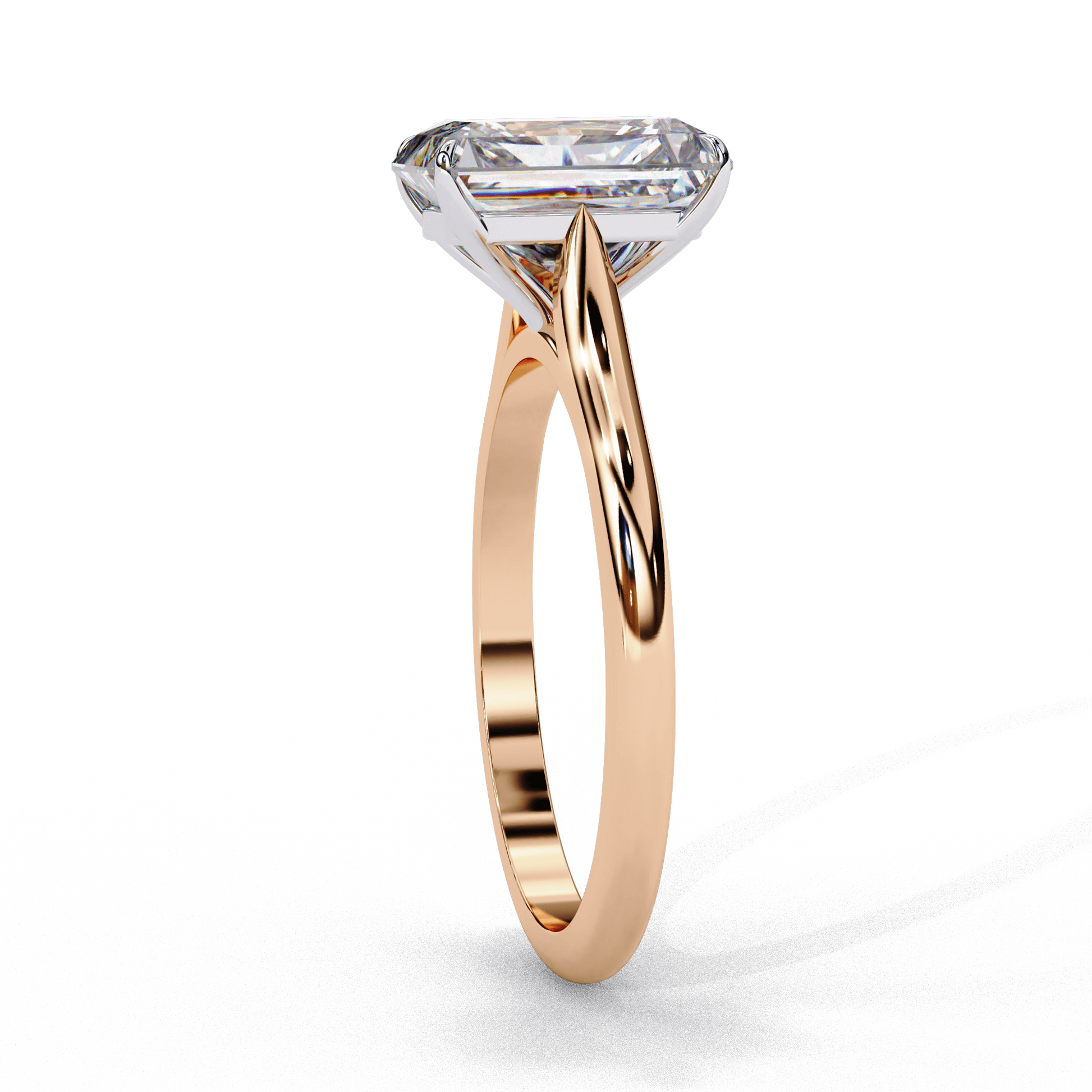 Lilac — Emerald cut lab grown and natural diamond engagement ring — cathedral, solitaire — Carat House