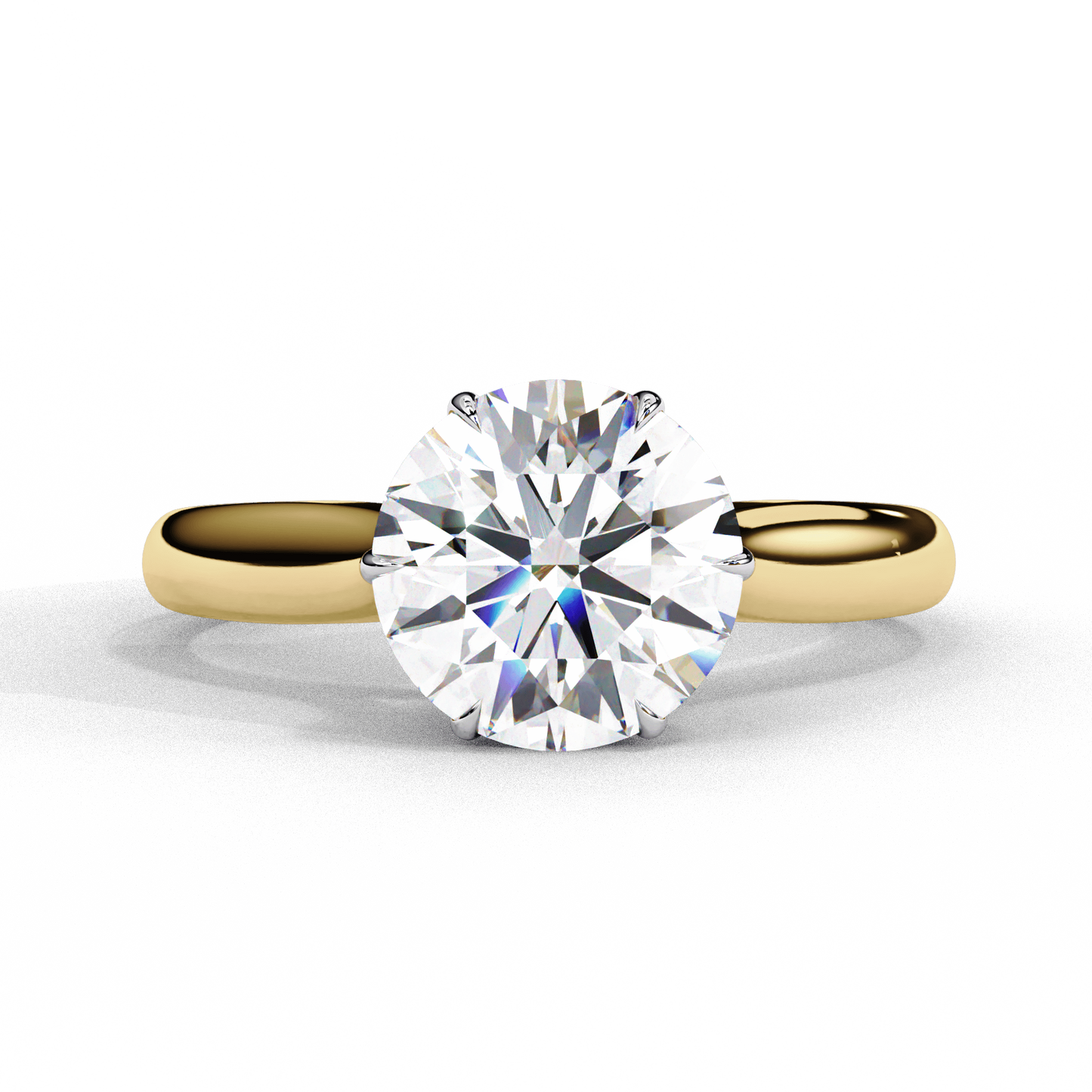 Grace — Round cut lab grown and natural diamond engagement ring — cathedral, solitaire — 18k white and yellow gold — Carat House