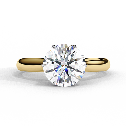 Grace — Round cut lab grown and natural diamond engagement ring — cathedral, solitaire — 18k white and yellow gold — Carat House