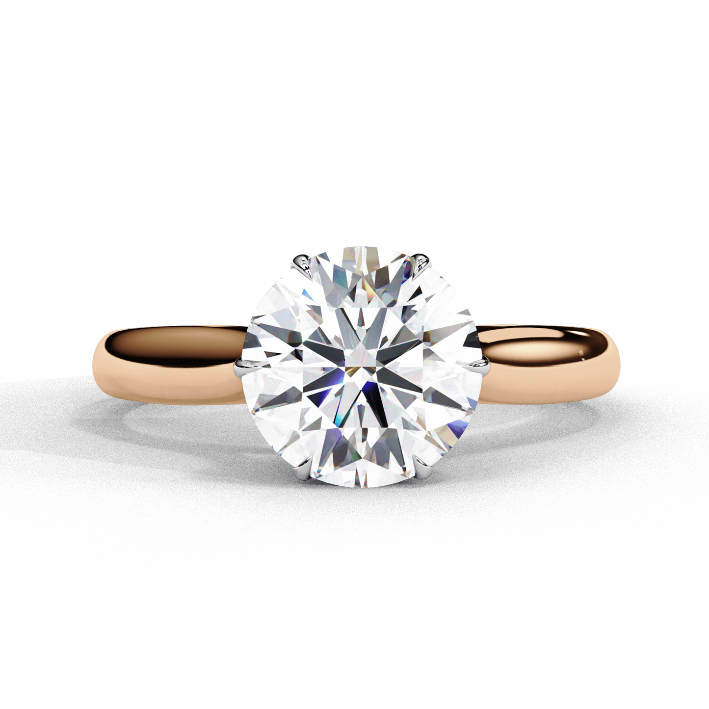 Grace — Round cut lab grown and natural diamond engagement ring — cathedral, solitaire — 18k white and rose gold — Carat House