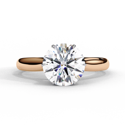 Grace — Round cut lab grown and natural diamond engagement ring — cathedral, solitaire — 18k white and rose gold — Carat House