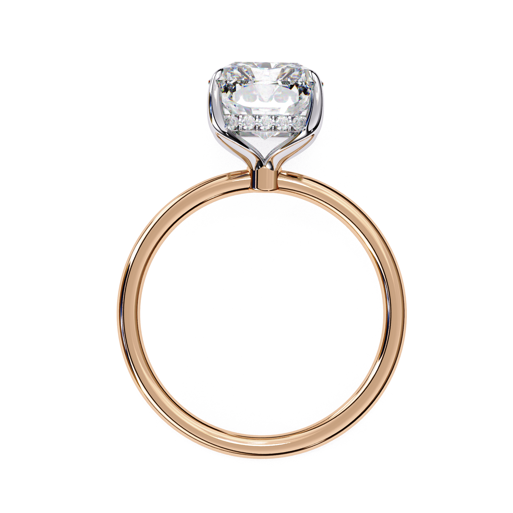 Scarlet — Radiant cut lab grown and natural diamond engagement ring — hidden halo, halo — Carat House