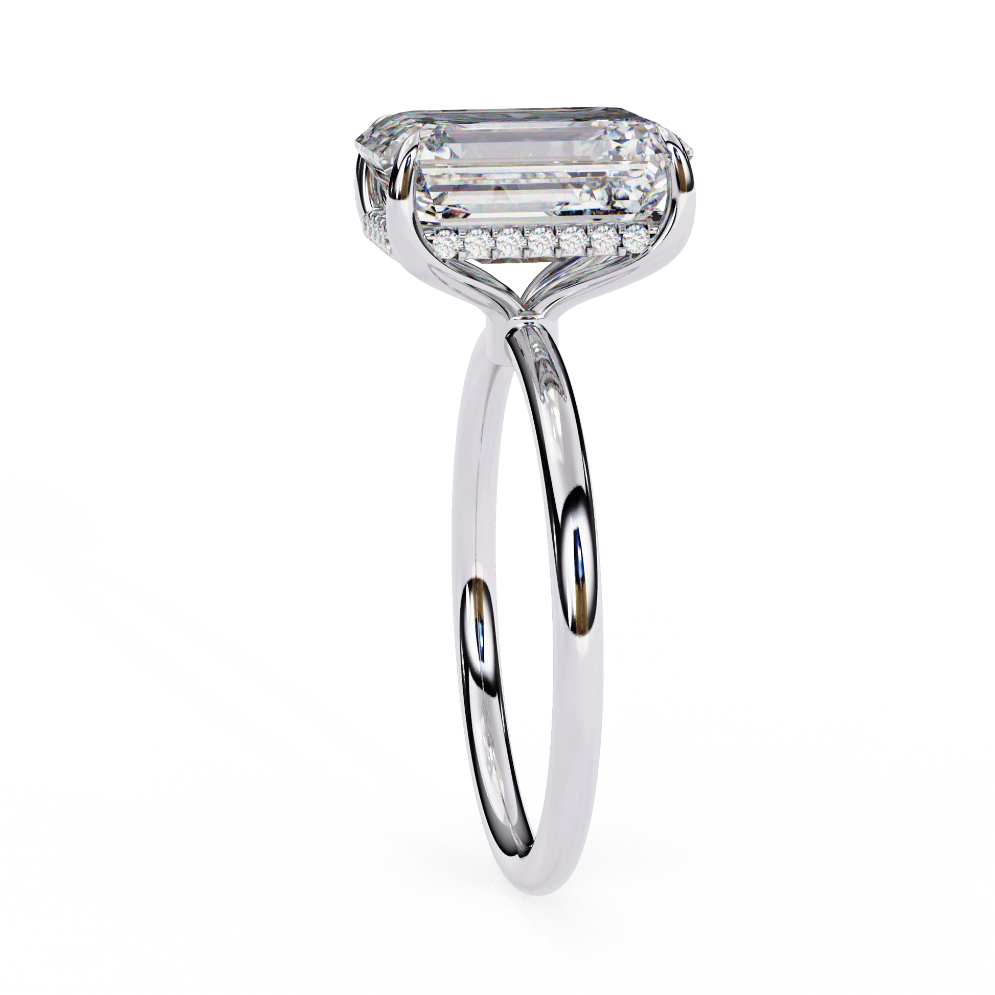 Scarlet — Radiant cut lab grown and natural diamond engagement ring — hidden halo, halo — Carat House