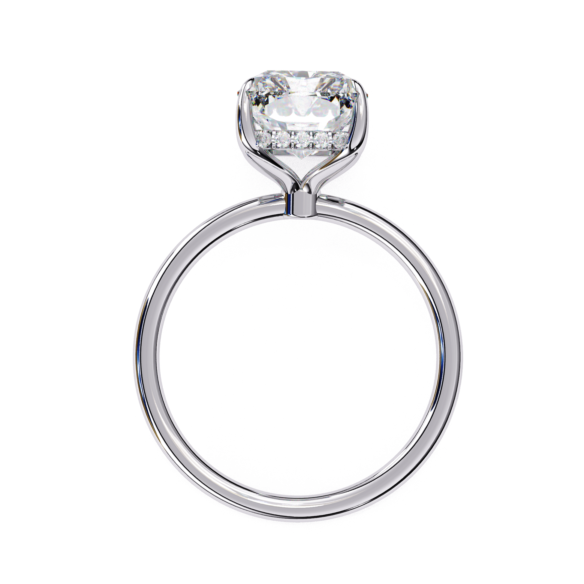 Ivory — Emerald cut lab grown and natural diamond engagement ring — hidden halo, halo — Carat House
